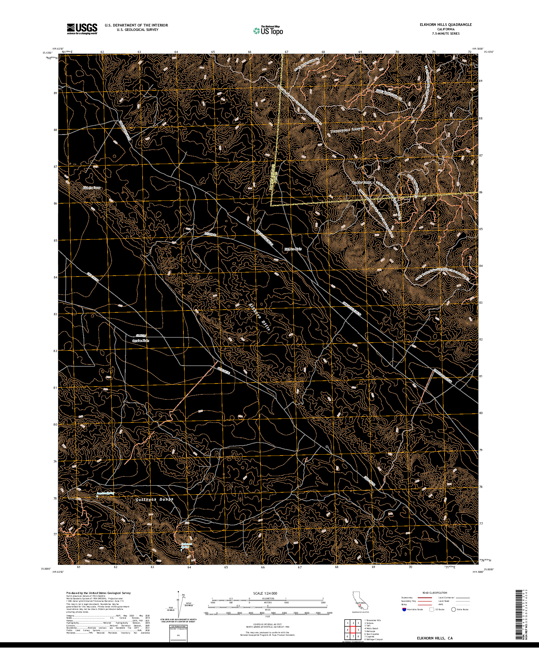 US TOPO 7.5-MINUTE MAP FOR ELKHORN HILLS, CA