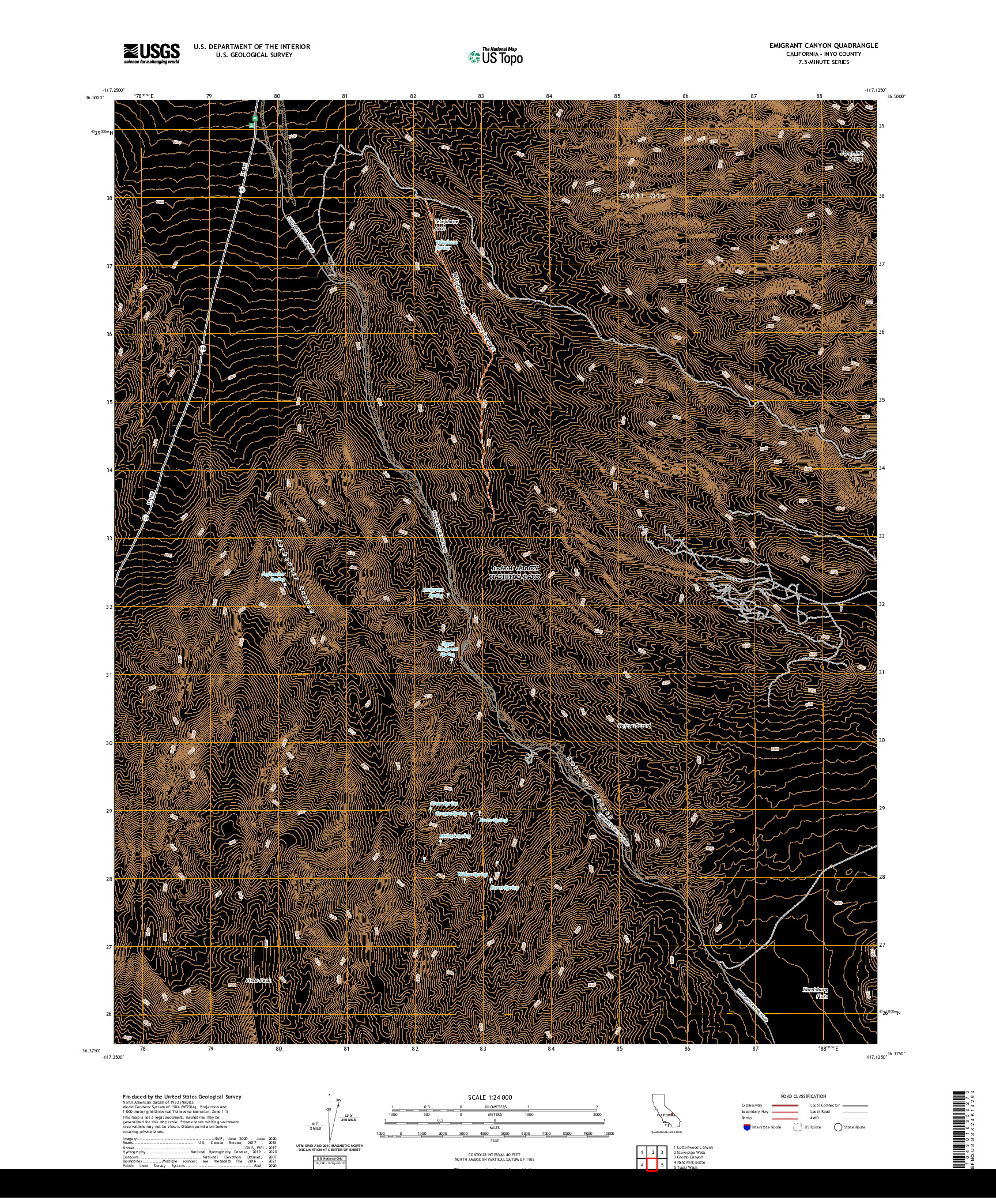 US TOPO 7.5-MINUTE MAP FOR EMIGRANT CANYON, CA