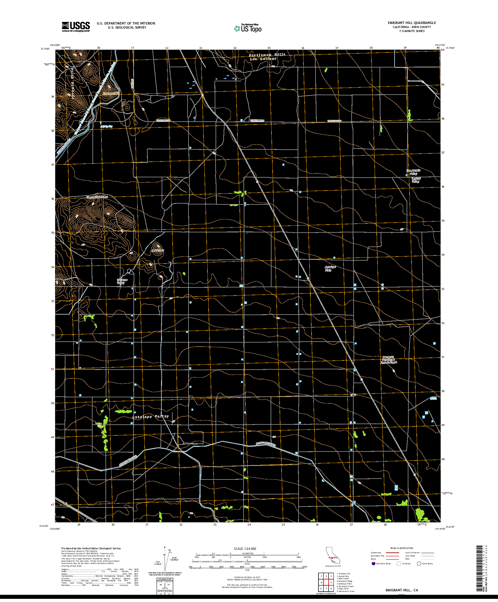 US TOPO 7.5-MINUTE MAP FOR EMIGRANT HILL, CA