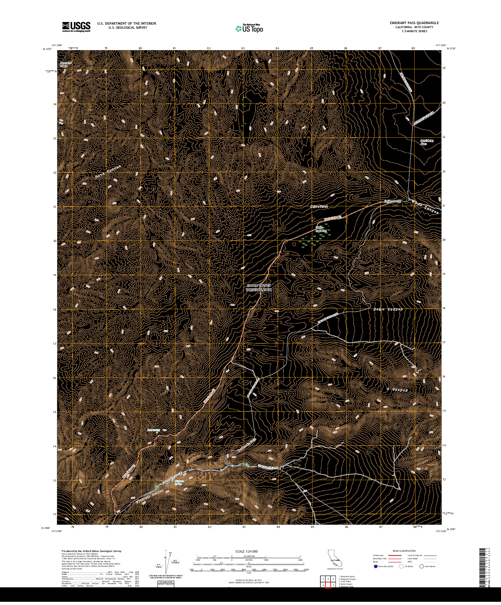 US TOPO 7.5-MINUTE MAP FOR EMIGRANT PASS, CA