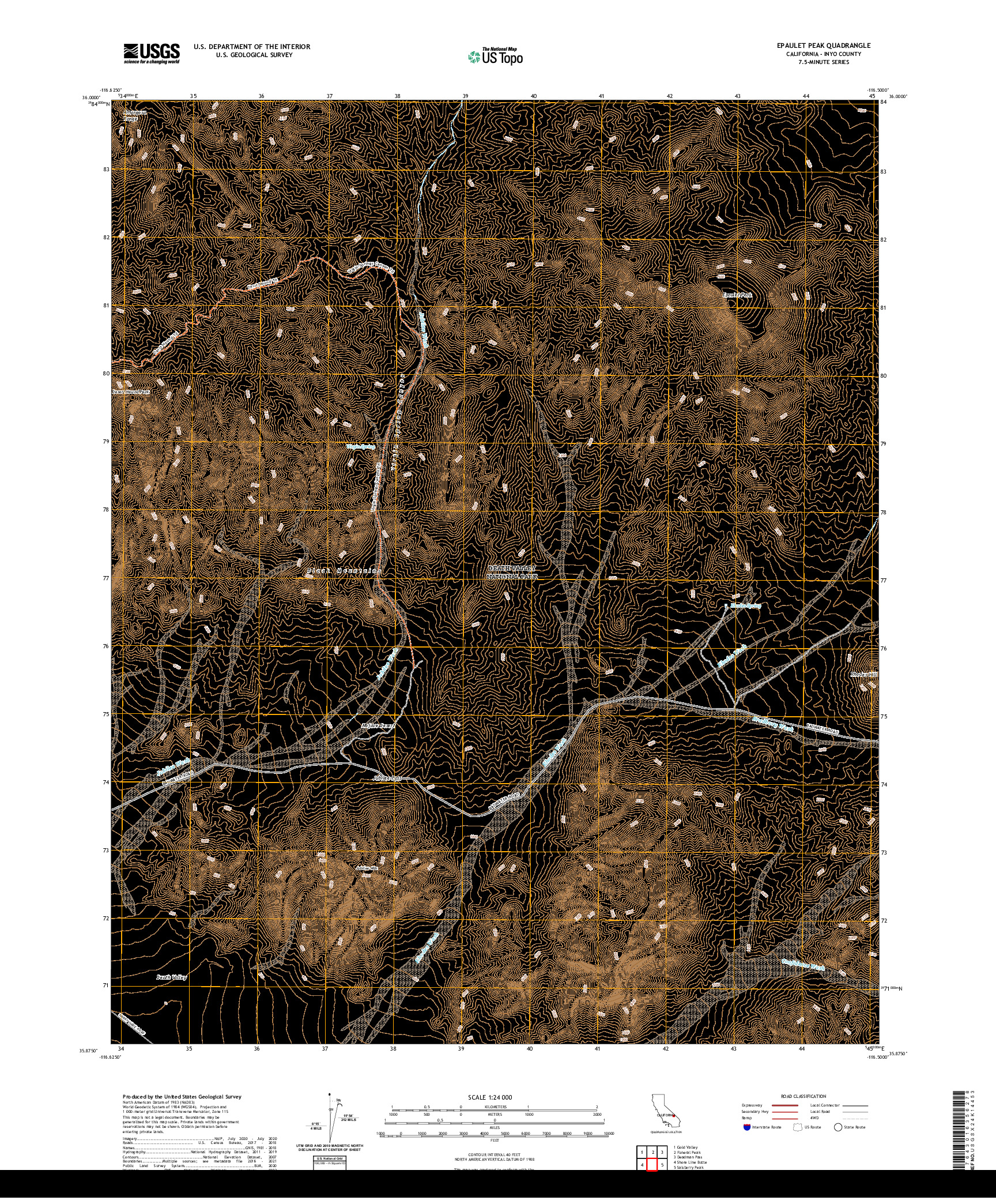 US TOPO 7.5-MINUTE MAP FOR EPAULET PEAK, CA