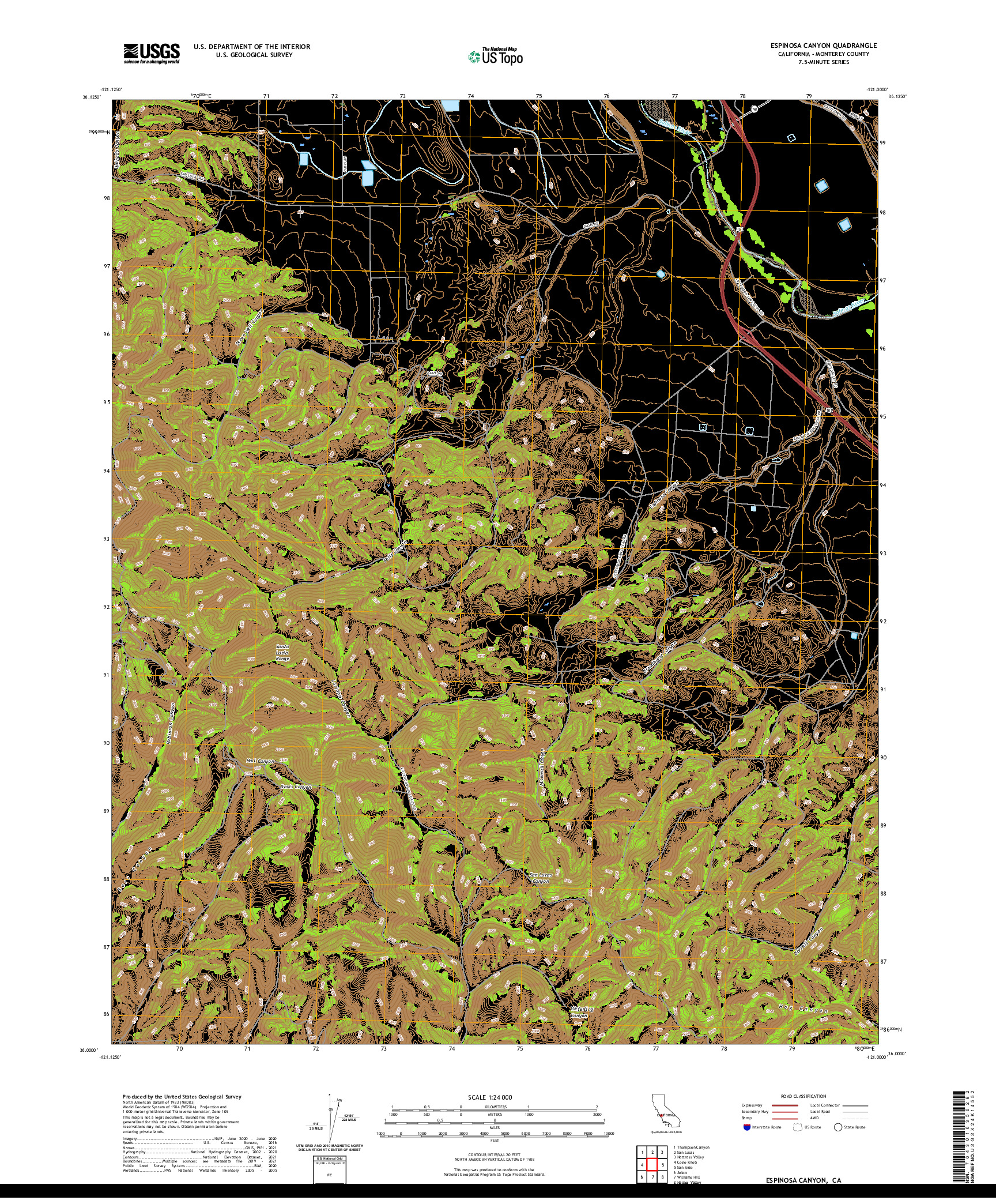 US TOPO 7.5-MINUTE MAP FOR ESPINOSA CANYON, CA