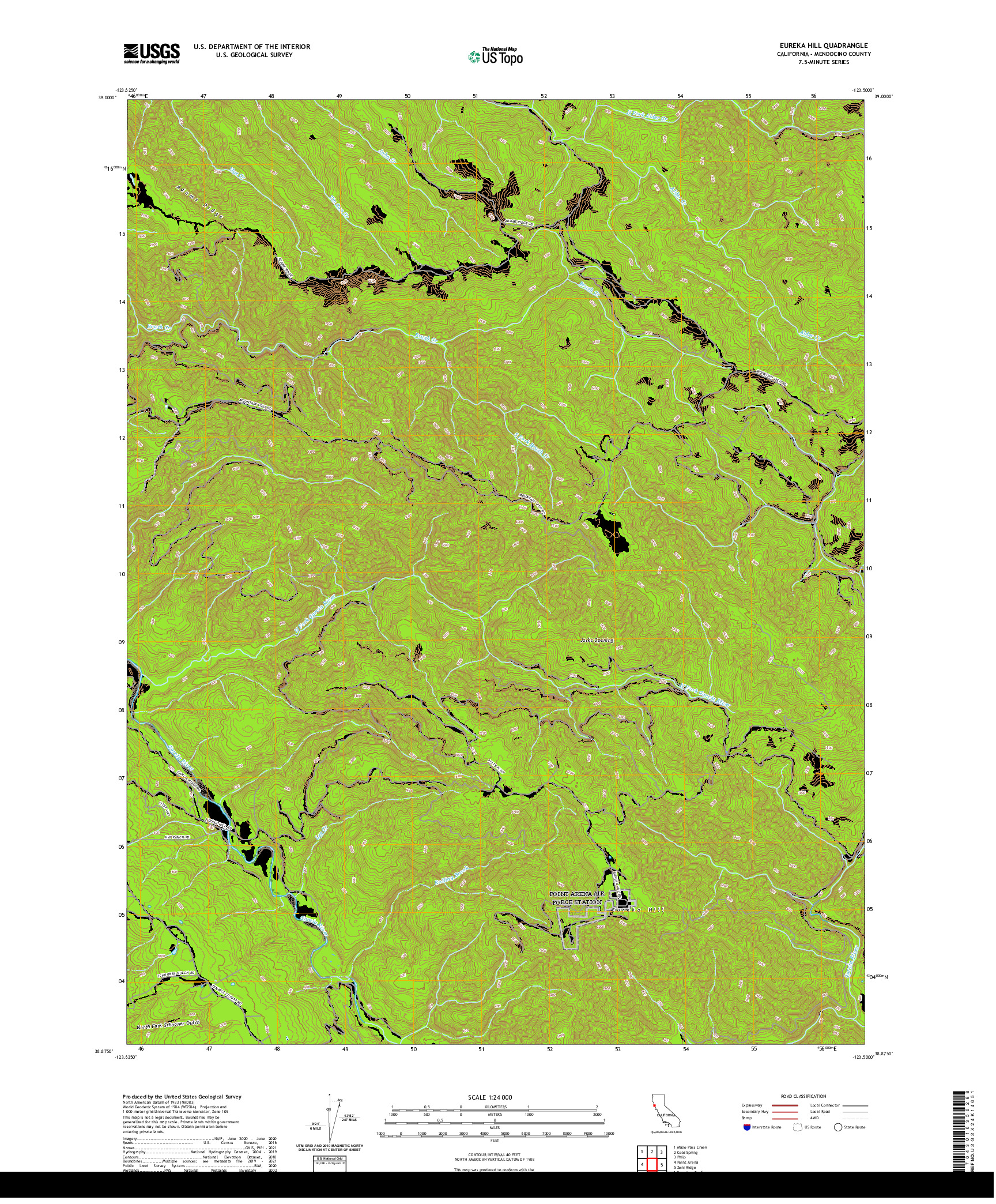 US TOPO 7.5-MINUTE MAP FOR EUREKA HILL, CA