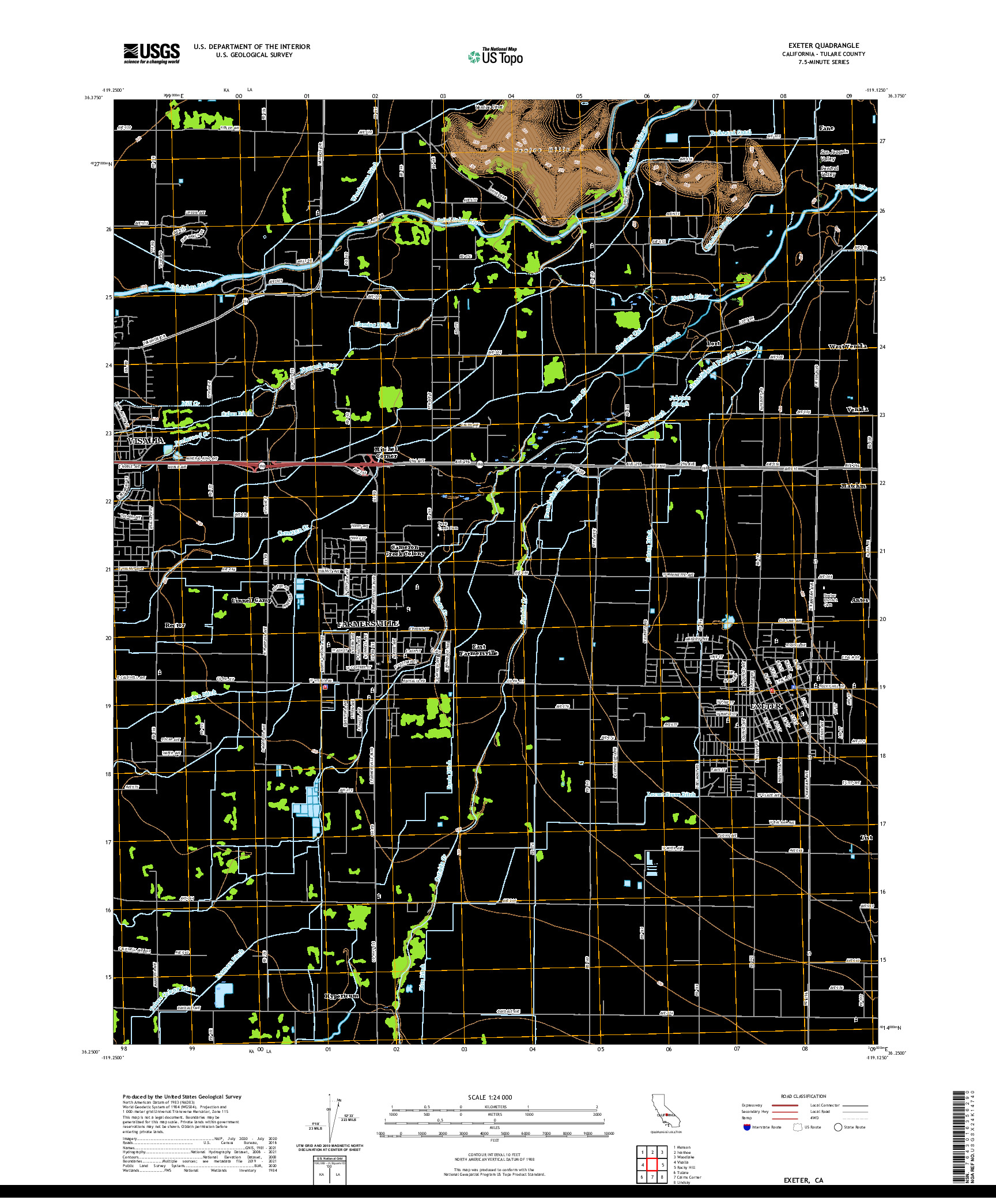 US TOPO 7.5-MINUTE MAP FOR EXETER, CA