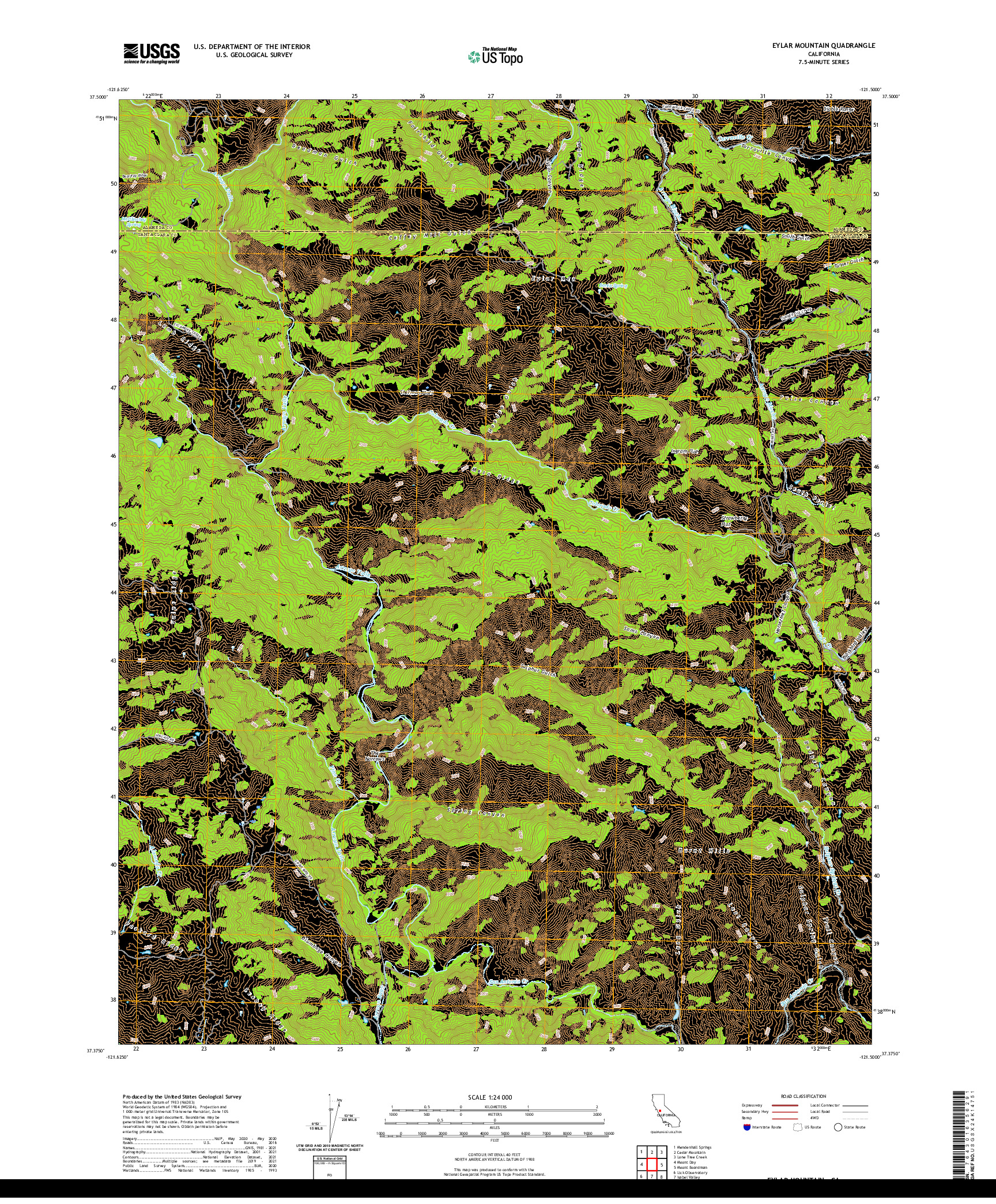 US TOPO 7.5-MINUTE MAP FOR EYLAR MOUNTAIN, CA