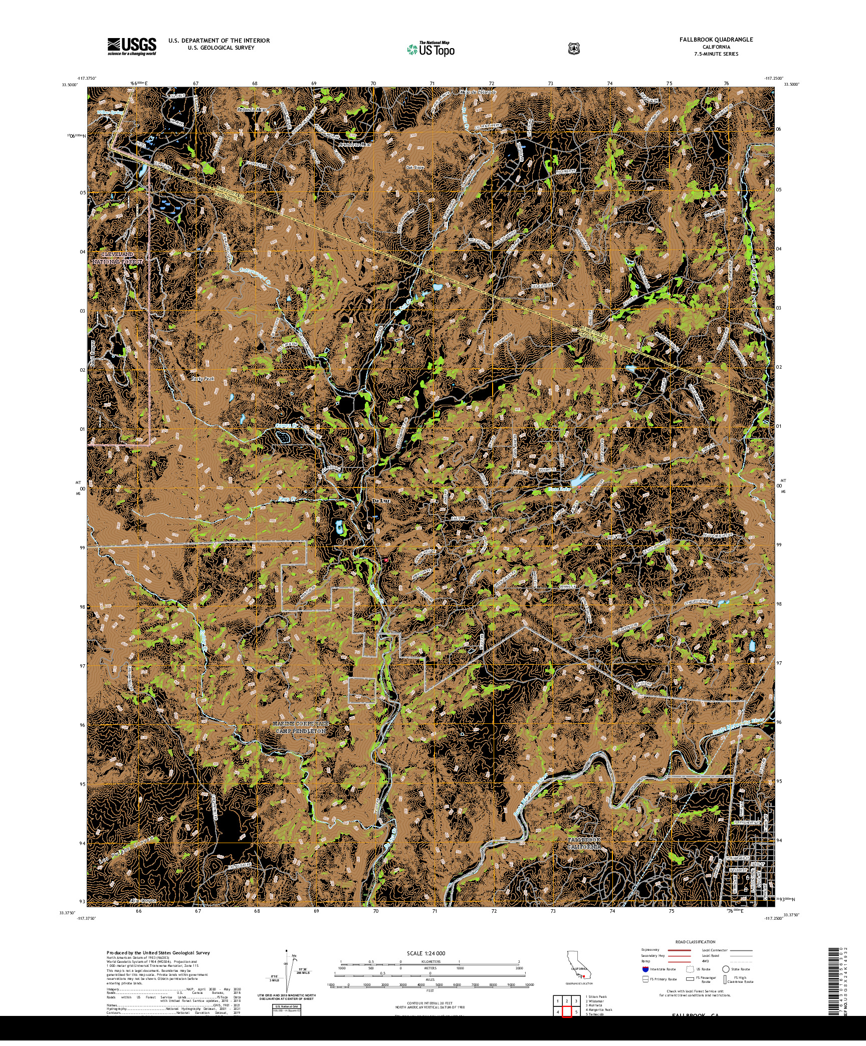 US TOPO 7.5-MINUTE MAP FOR FALLBROOK, CA