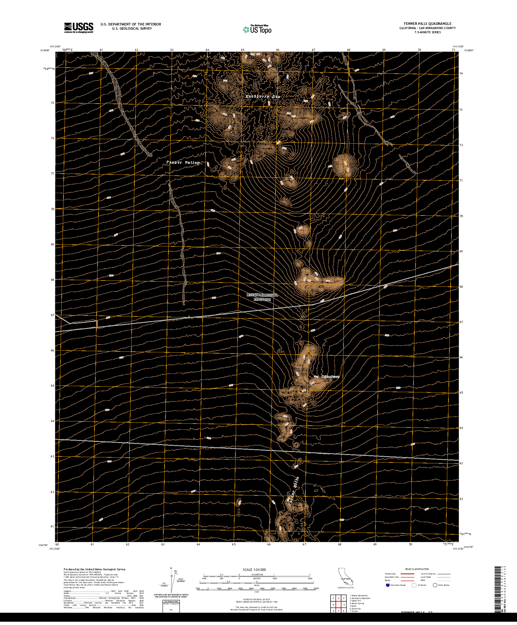 US TOPO 7.5-MINUTE MAP FOR FENNER HILLS, CA