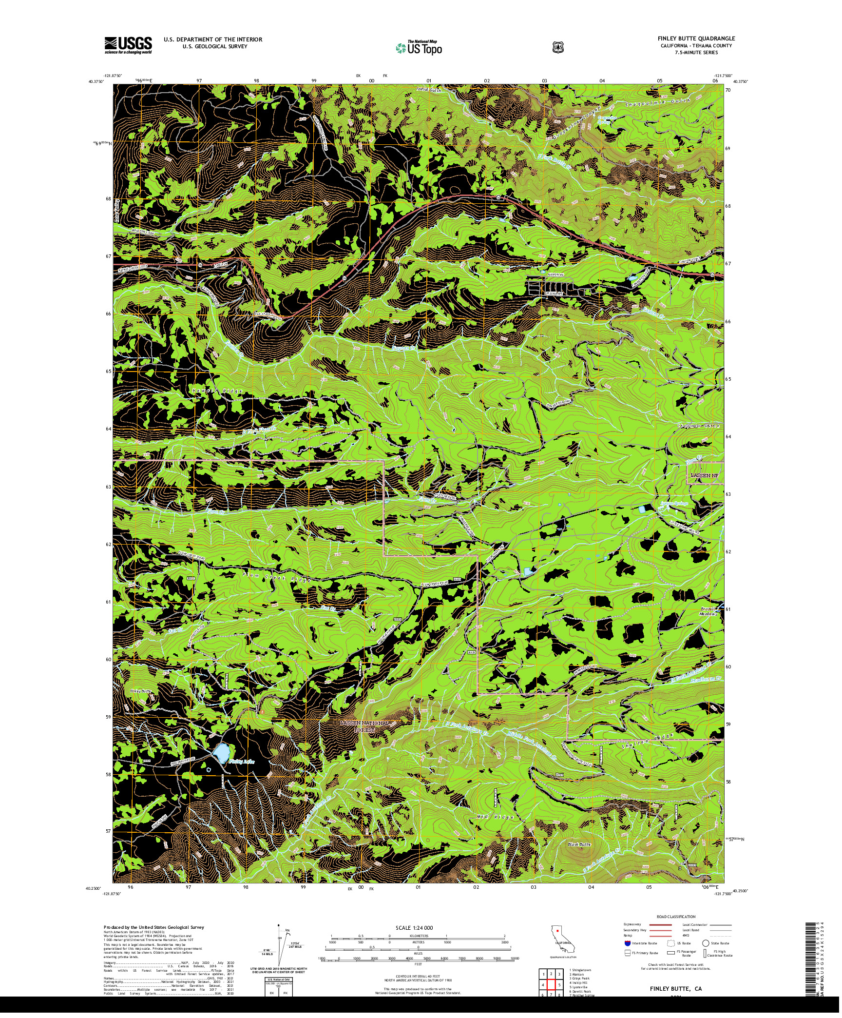 US TOPO 7.5-MINUTE MAP FOR FINLEY BUTTE, CA