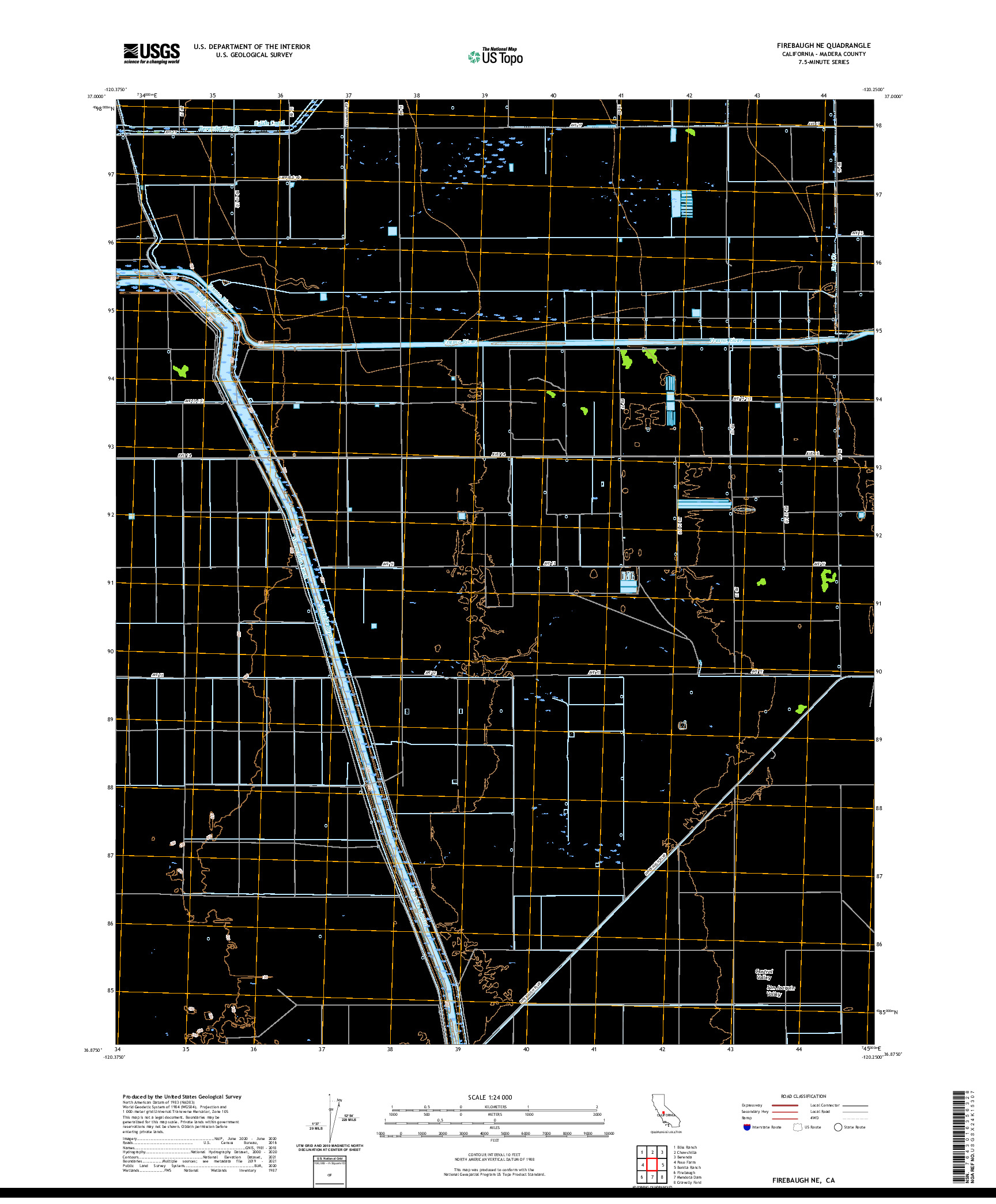 US TOPO 7.5-MINUTE MAP FOR FIREBAUGH NE, CA