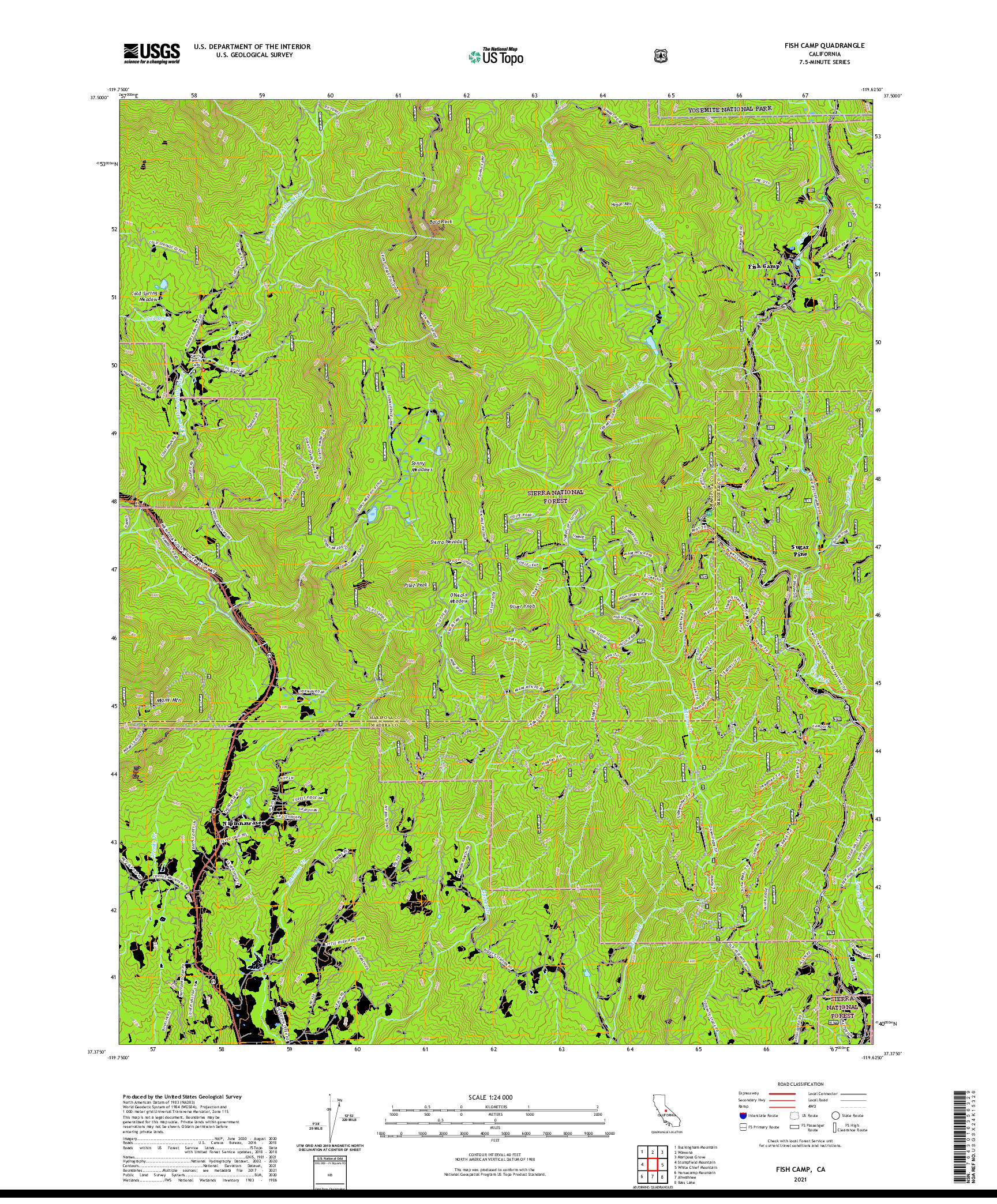 US TOPO 7.5-MINUTE MAP FOR FISH CAMP, CA