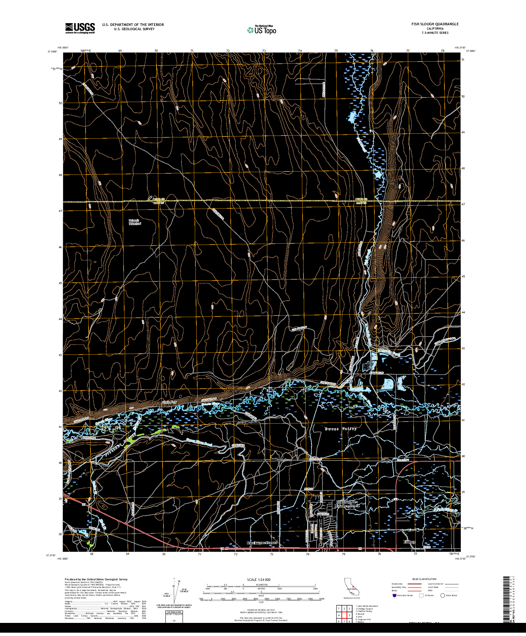 US TOPO 7.5-MINUTE MAP FOR FISH SLOUGH, CA