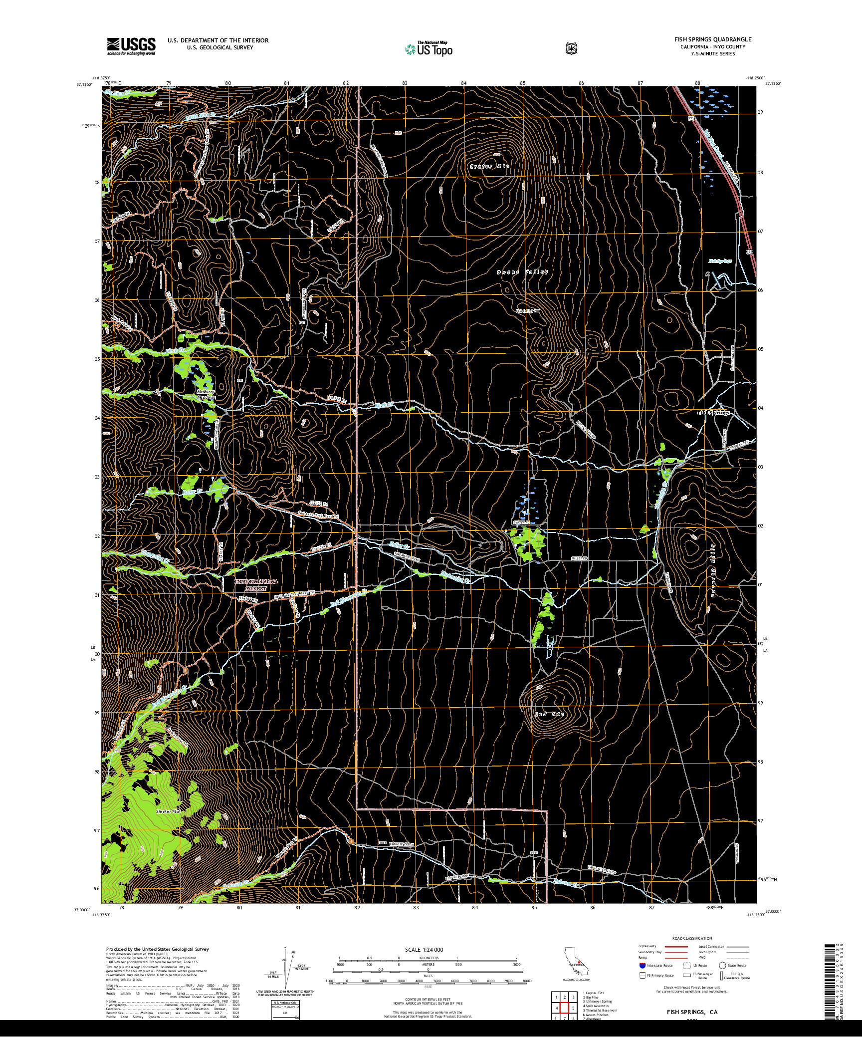 US TOPO 7.5-MINUTE MAP FOR FISH SPRINGS, CA