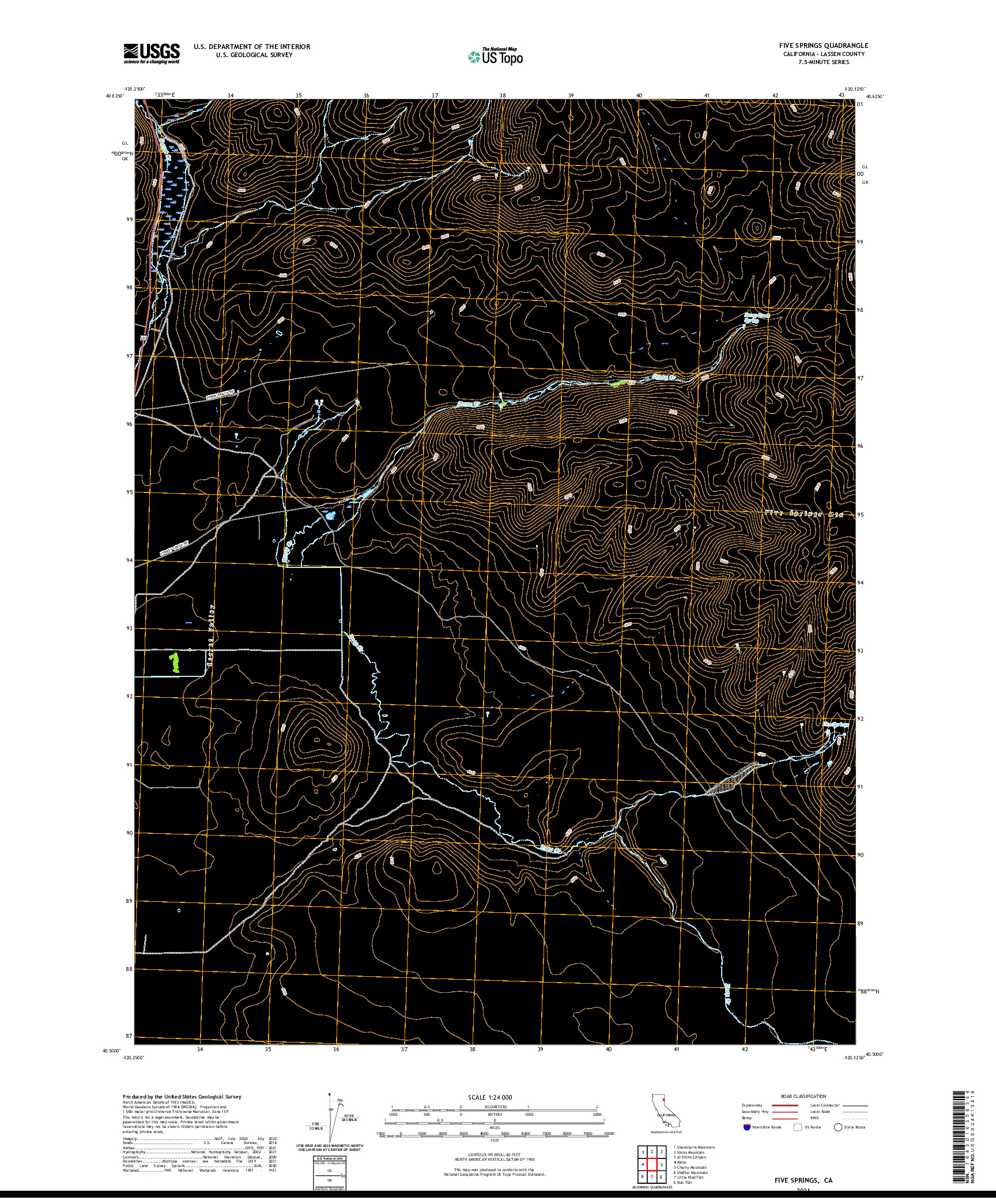 US TOPO 7.5-MINUTE MAP FOR FIVE SPRINGS, CA