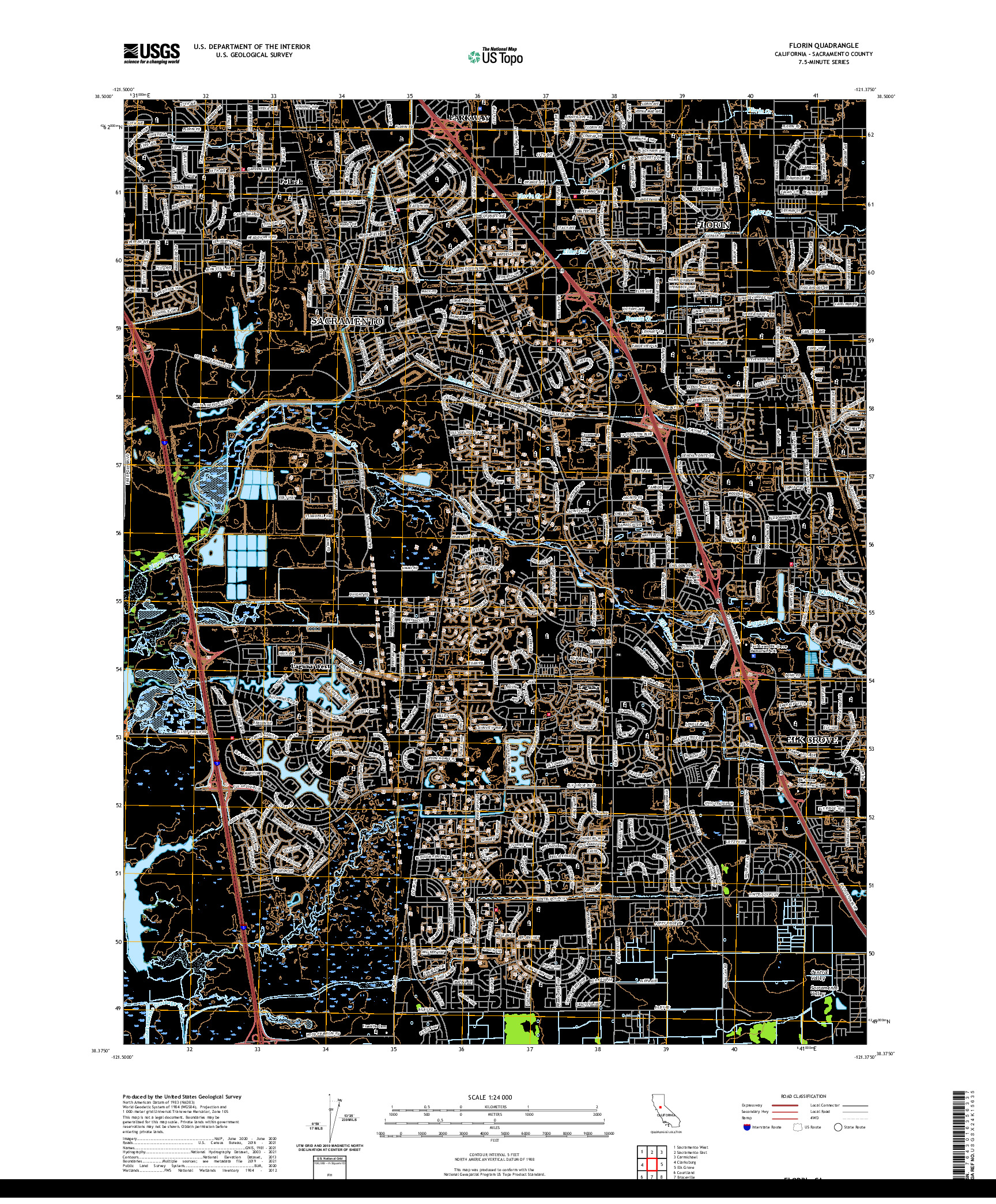 US TOPO 7.5-MINUTE MAP FOR FLORIN, CA