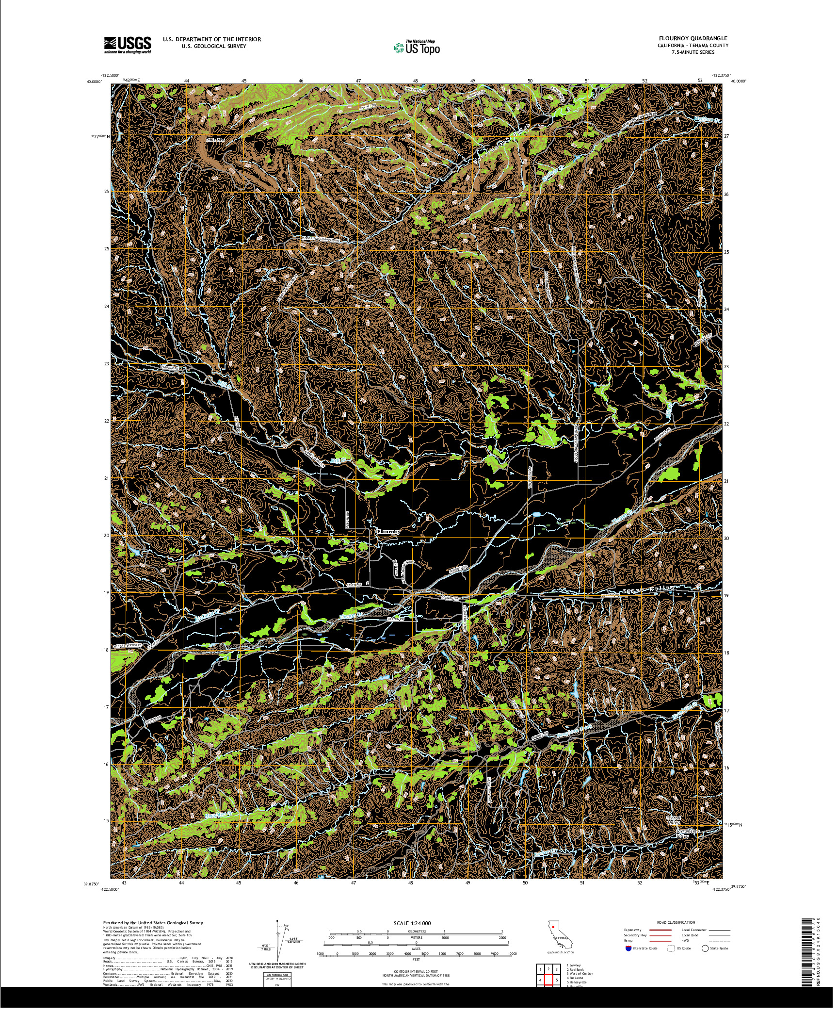 US TOPO 7.5-MINUTE MAP FOR FLOURNOY, CA