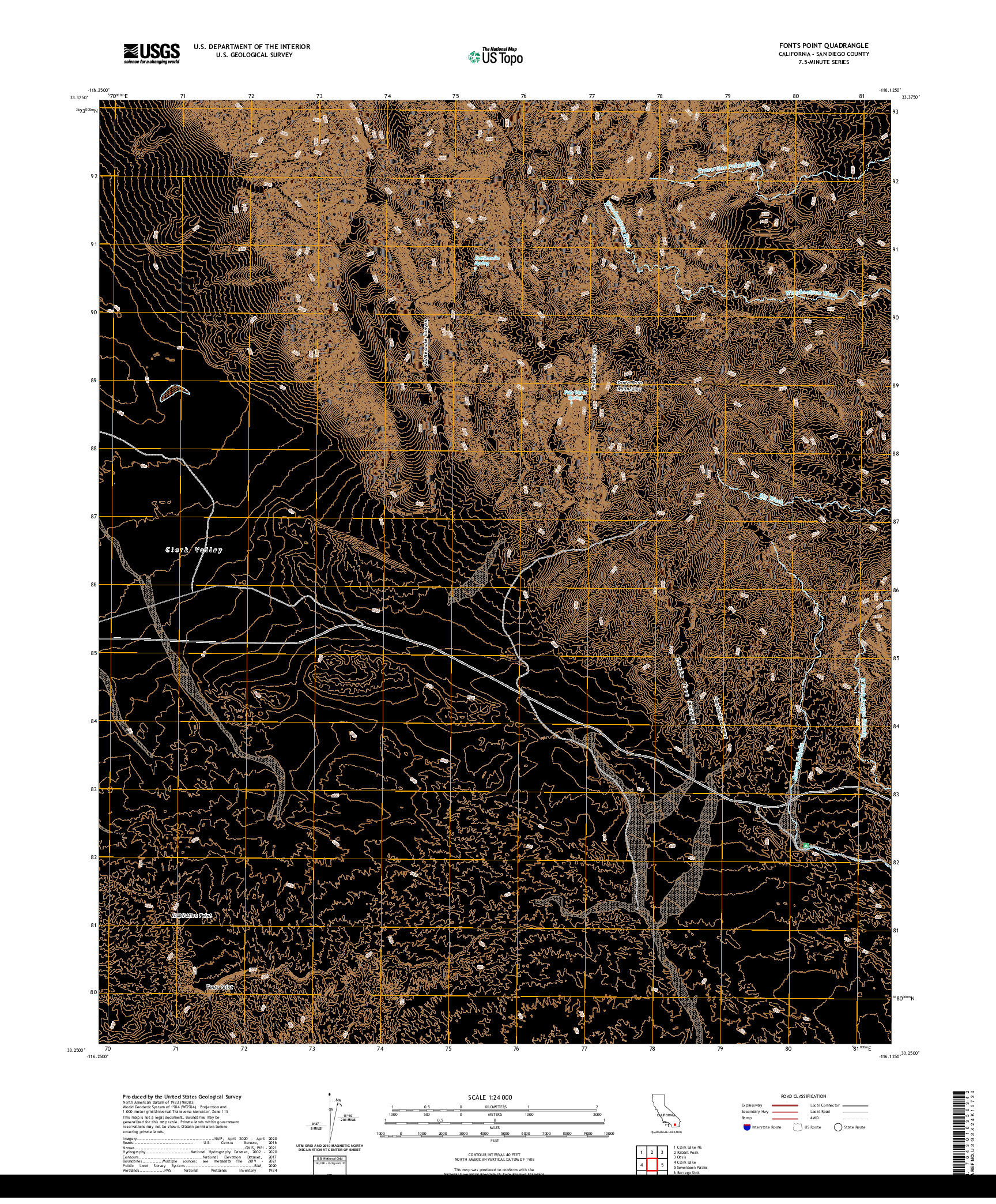 US TOPO 7.5-MINUTE MAP FOR FONTS POINT, CA