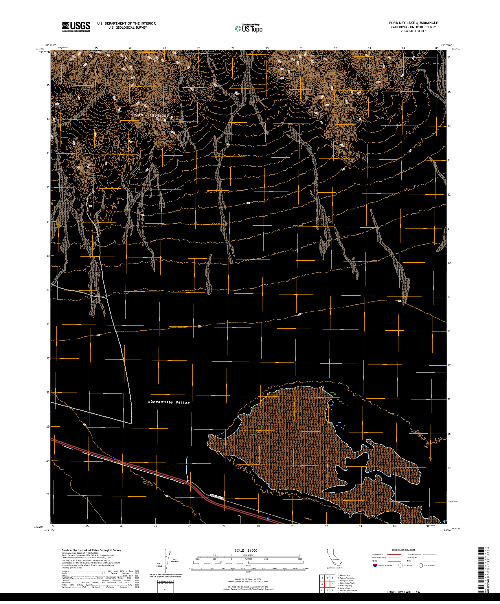 US TOPO 7.5-MINUTE MAP FOR FORD DRY LAKE, CA