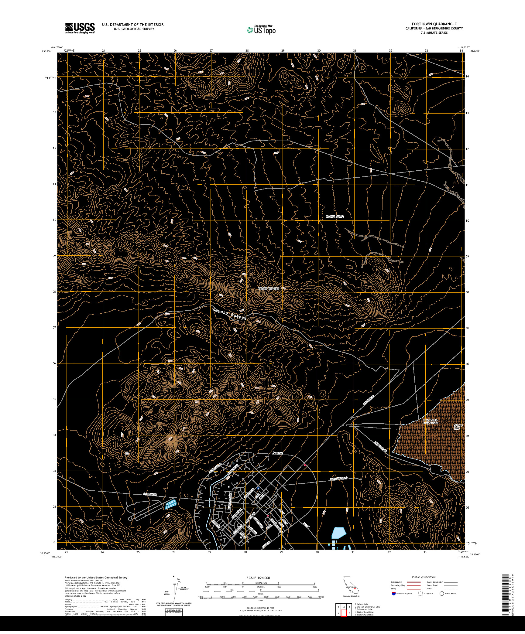 US TOPO 7.5-MINUTE MAP FOR FORT IRWIN, CA