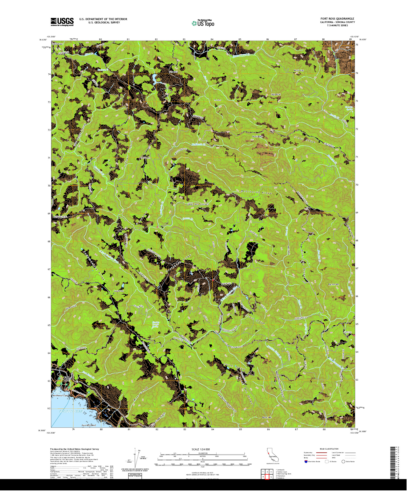 US TOPO 7.5-MINUTE MAP FOR FORT ROSS, CA