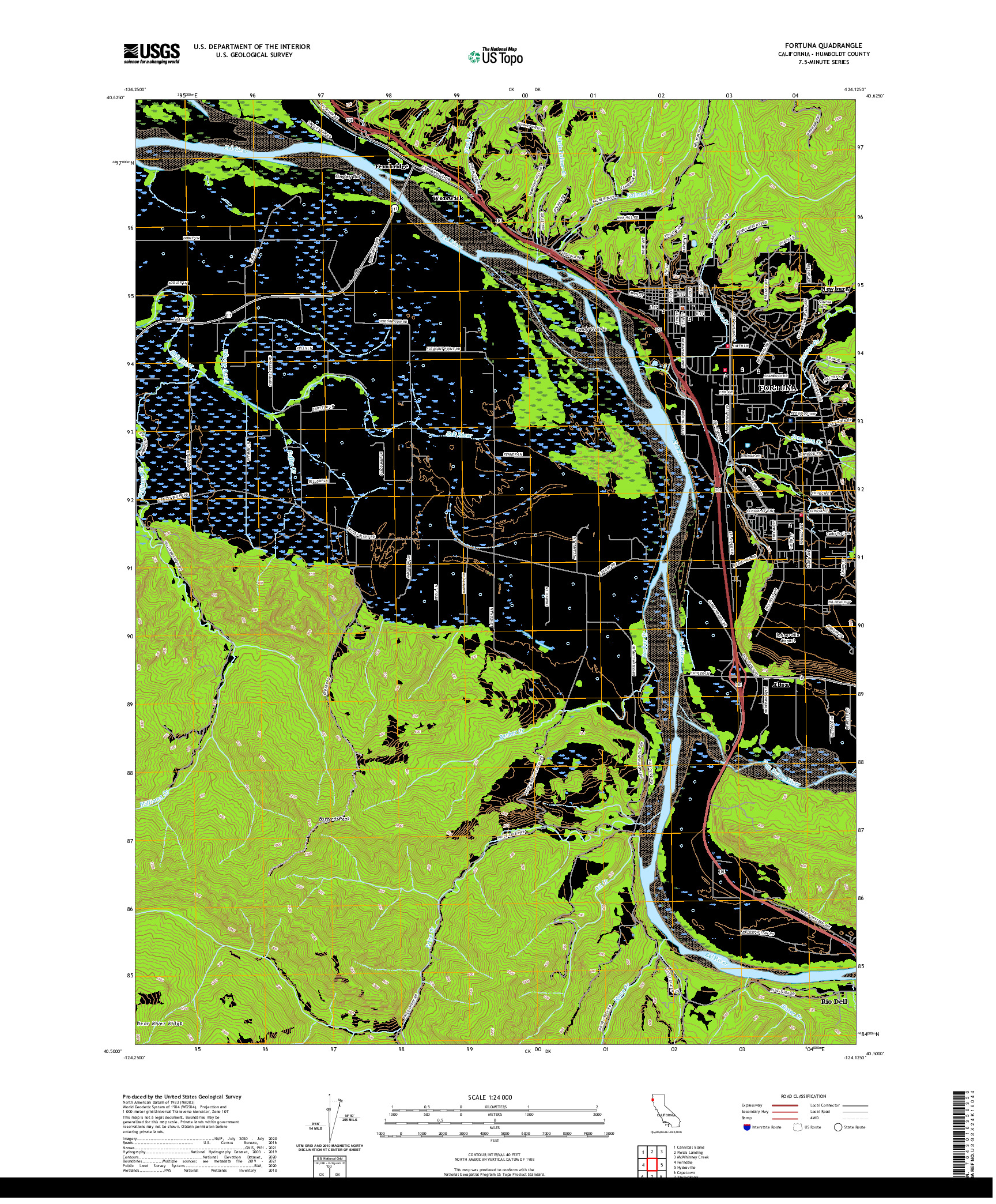 US TOPO 7.5-MINUTE MAP FOR FORTUNA, CA