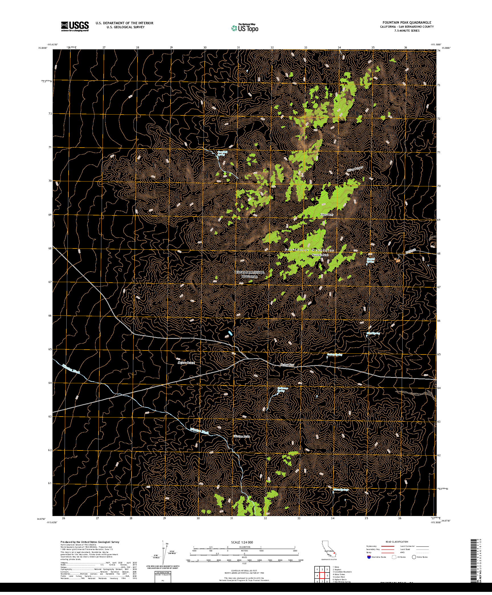 US TOPO 7.5-MINUTE MAP FOR FOUNTAIN PEAK, CA