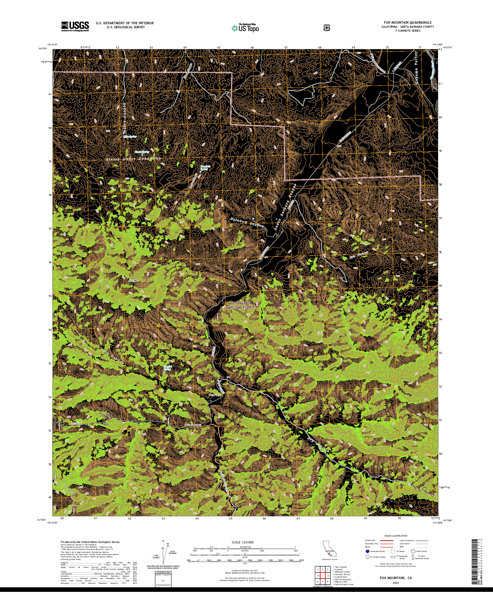 US TOPO 7.5-MINUTE MAP FOR FOX MOUNTAIN, CA