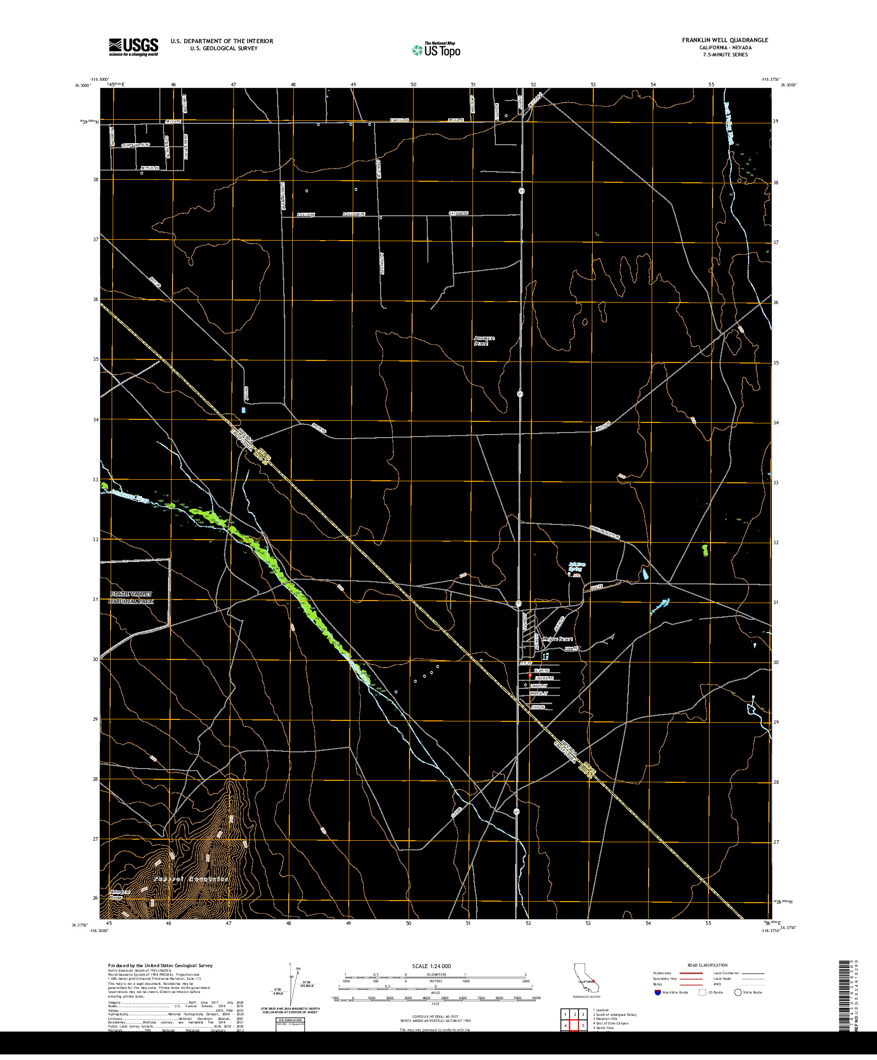 US TOPO 7.5-MINUTE MAP FOR FRANKLIN WELL, CA,NV