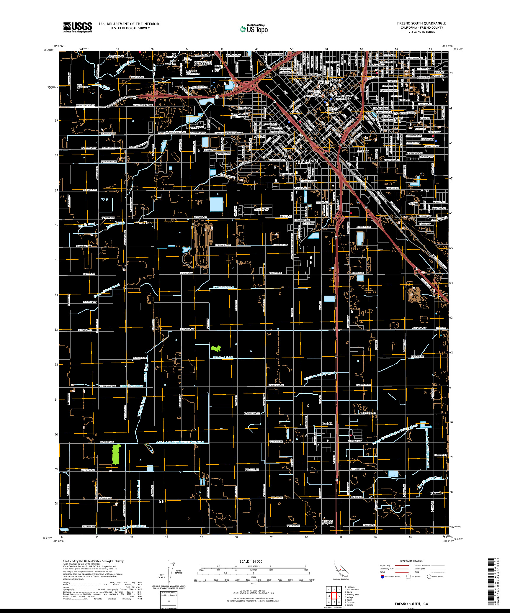 US TOPO 7.5-MINUTE MAP FOR FRESNO SOUTH, CA