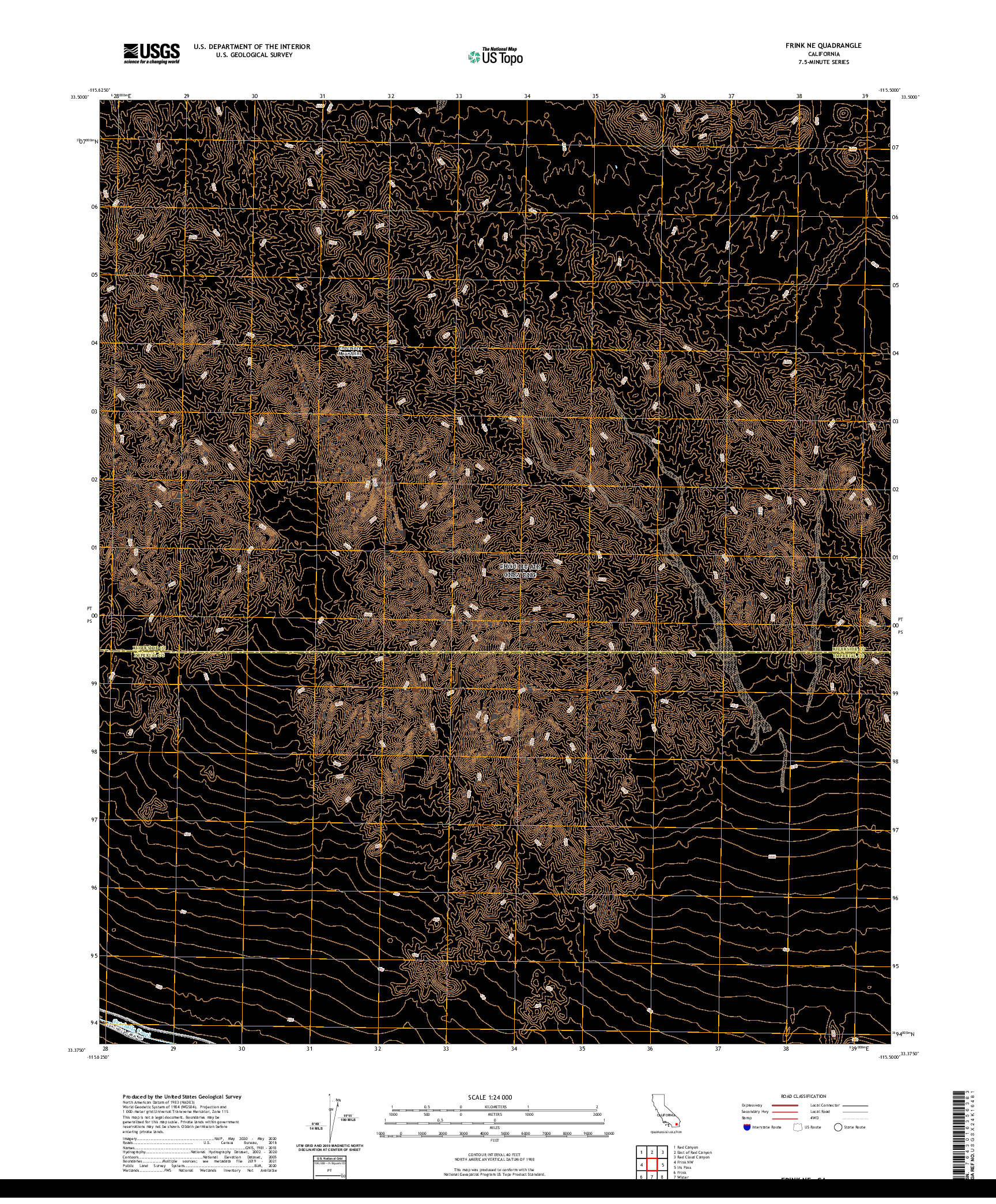 US TOPO 7.5-MINUTE MAP FOR FRINK NE, CA