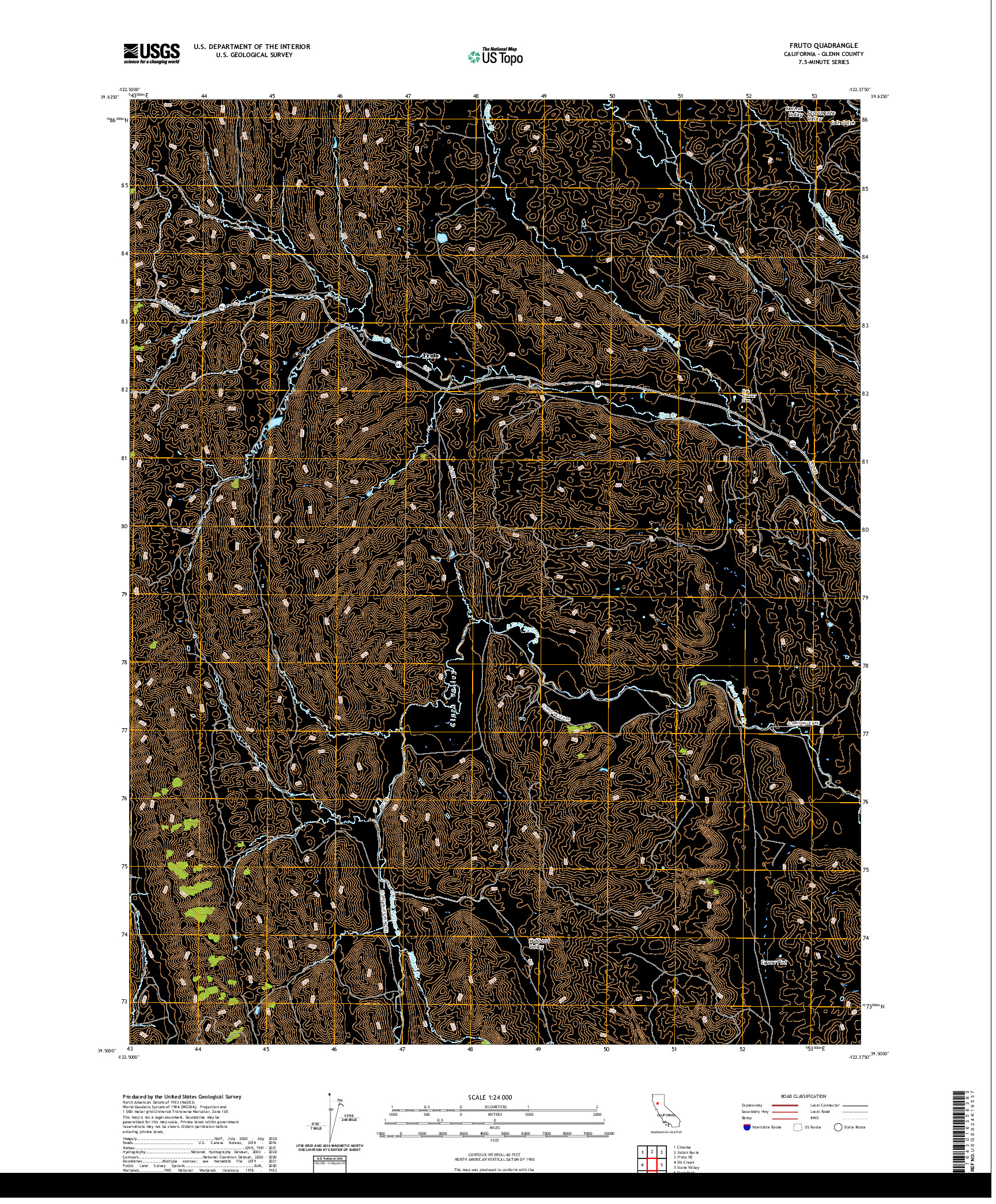 US TOPO 7.5-MINUTE MAP FOR FRUTO, CA