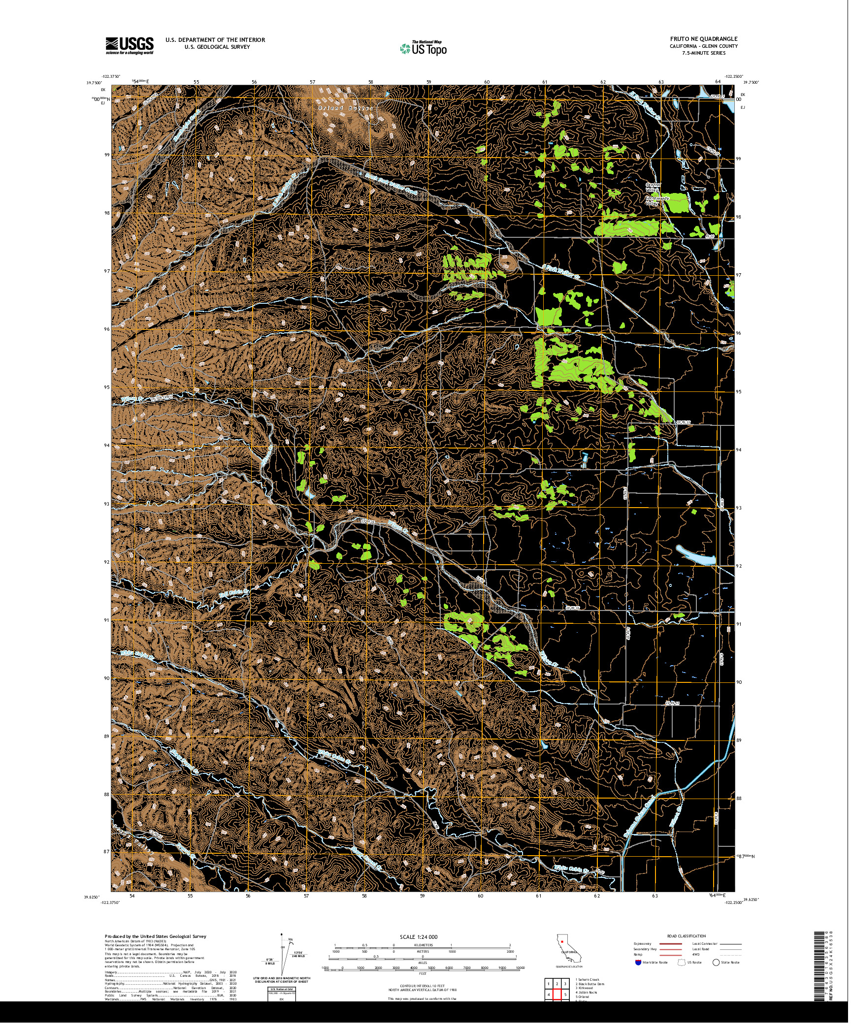 US TOPO 7.5-MINUTE MAP FOR FRUTO NE, CA