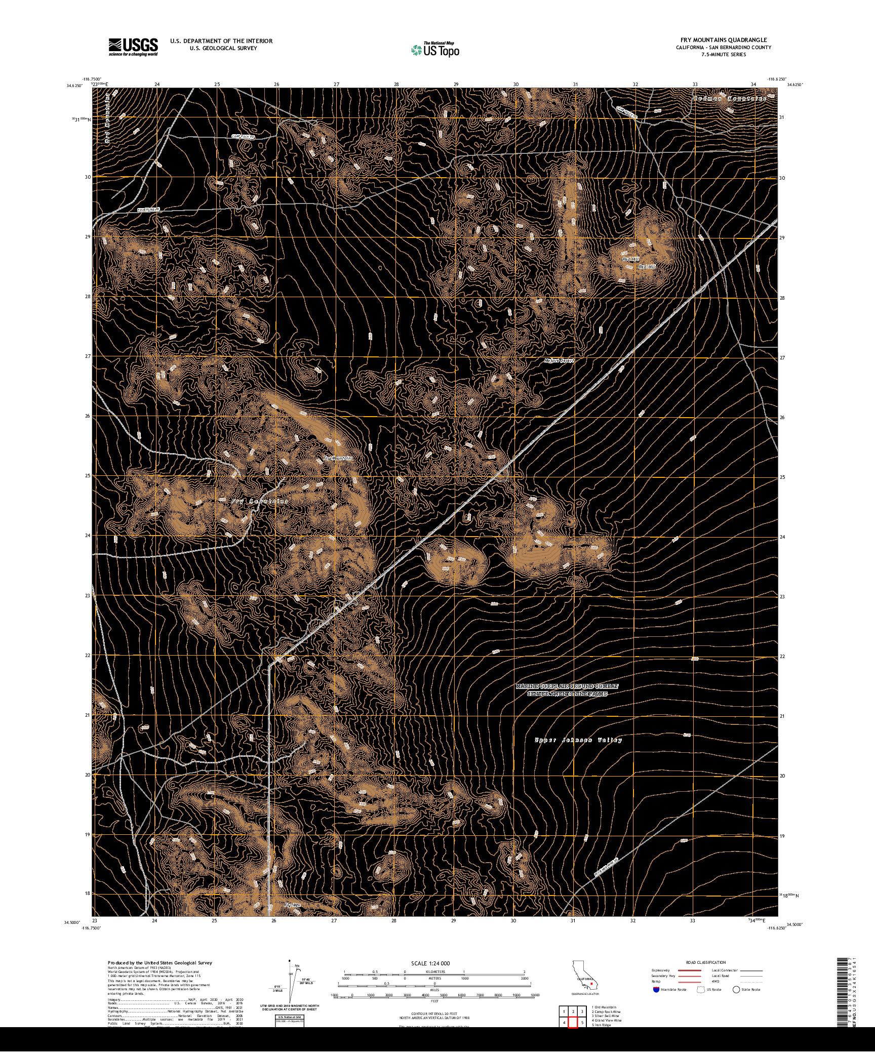 US TOPO 7.5-MINUTE MAP FOR FRY MOUNTAINS, CA