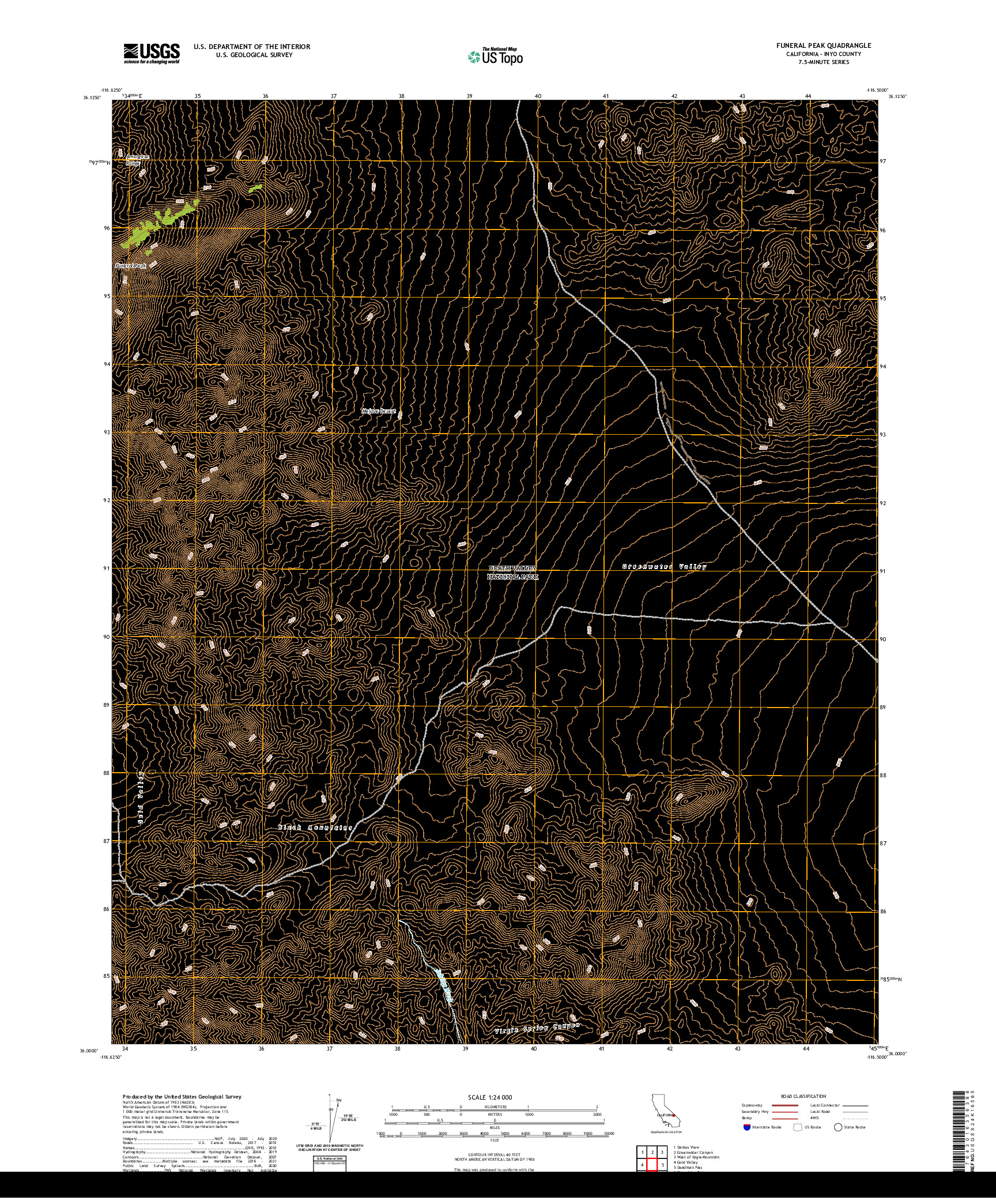 US TOPO 7.5-MINUTE MAP FOR FUNERAL PEAK, CA