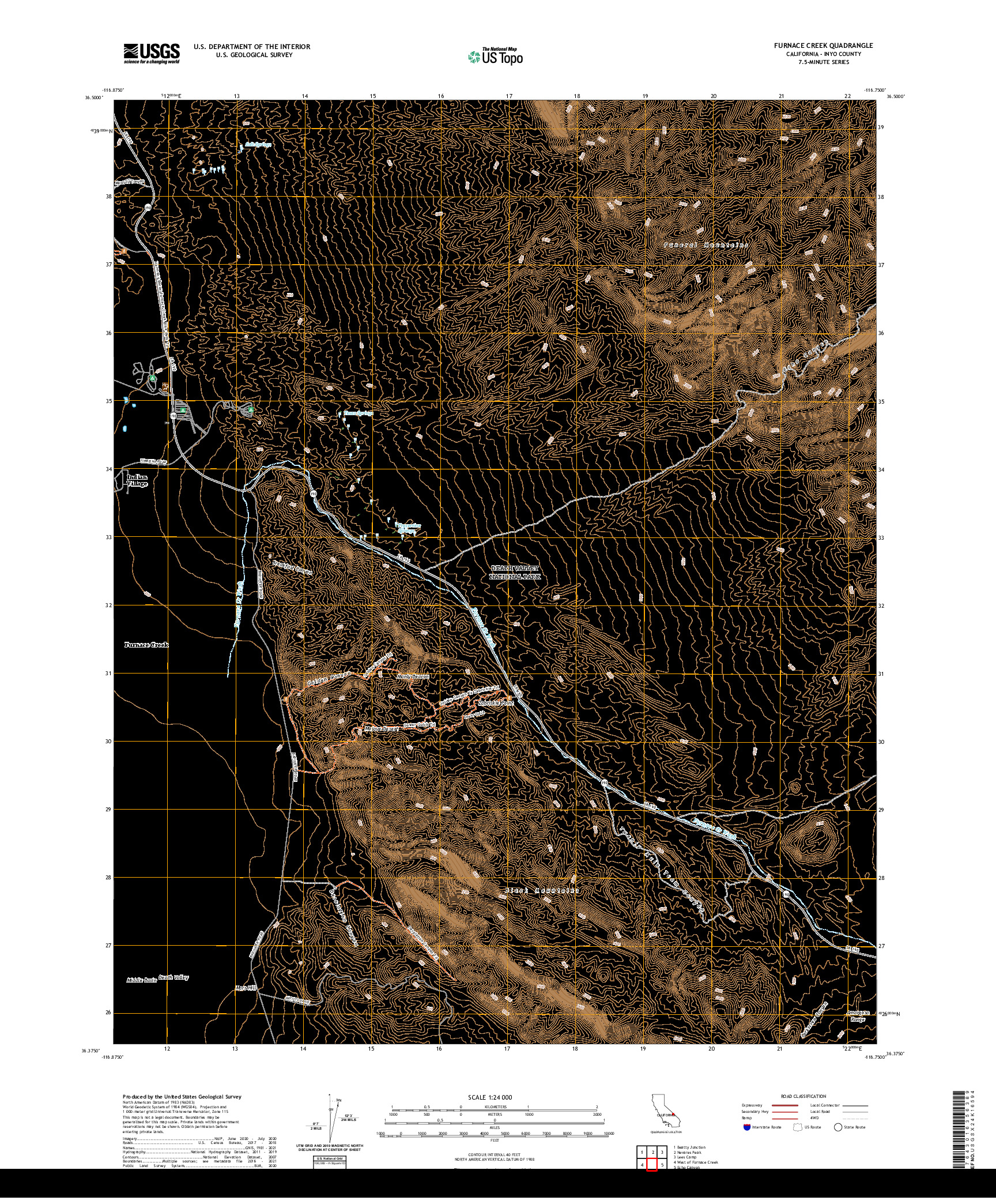 US TOPO 7.5-MINUTE MAP FOR FURNACE CREEK, CA