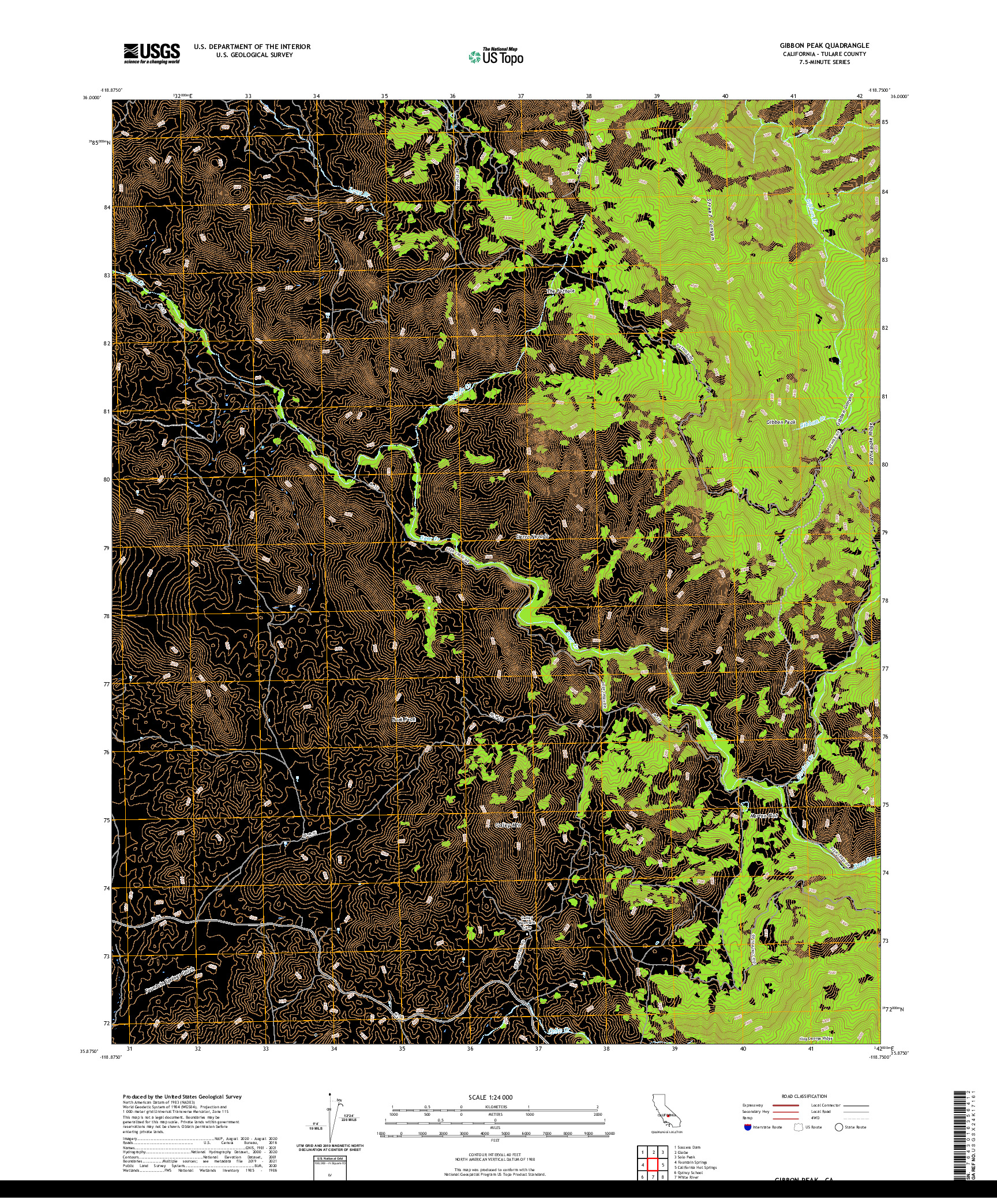 US TOPO 7.5-MINUTE MAP FOR GIBBON PEAK, CA