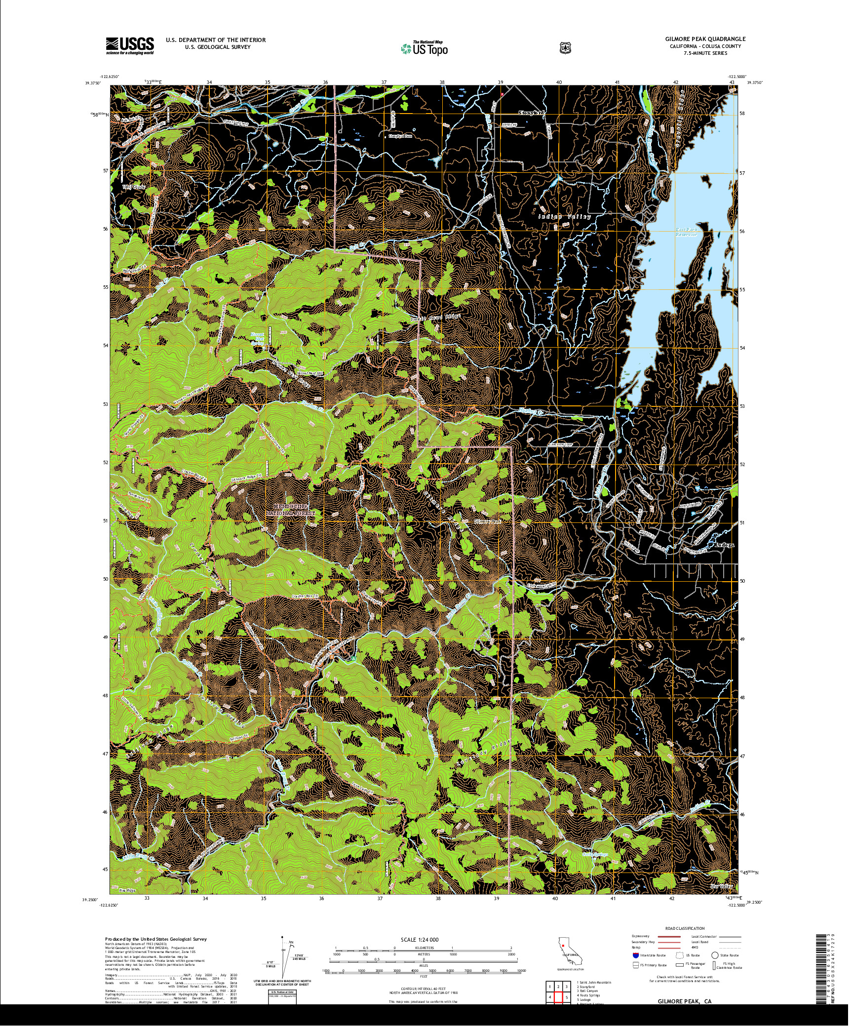 US TOPO 7.5-MINUTE MAP FOR GILMORE PEAK, CA