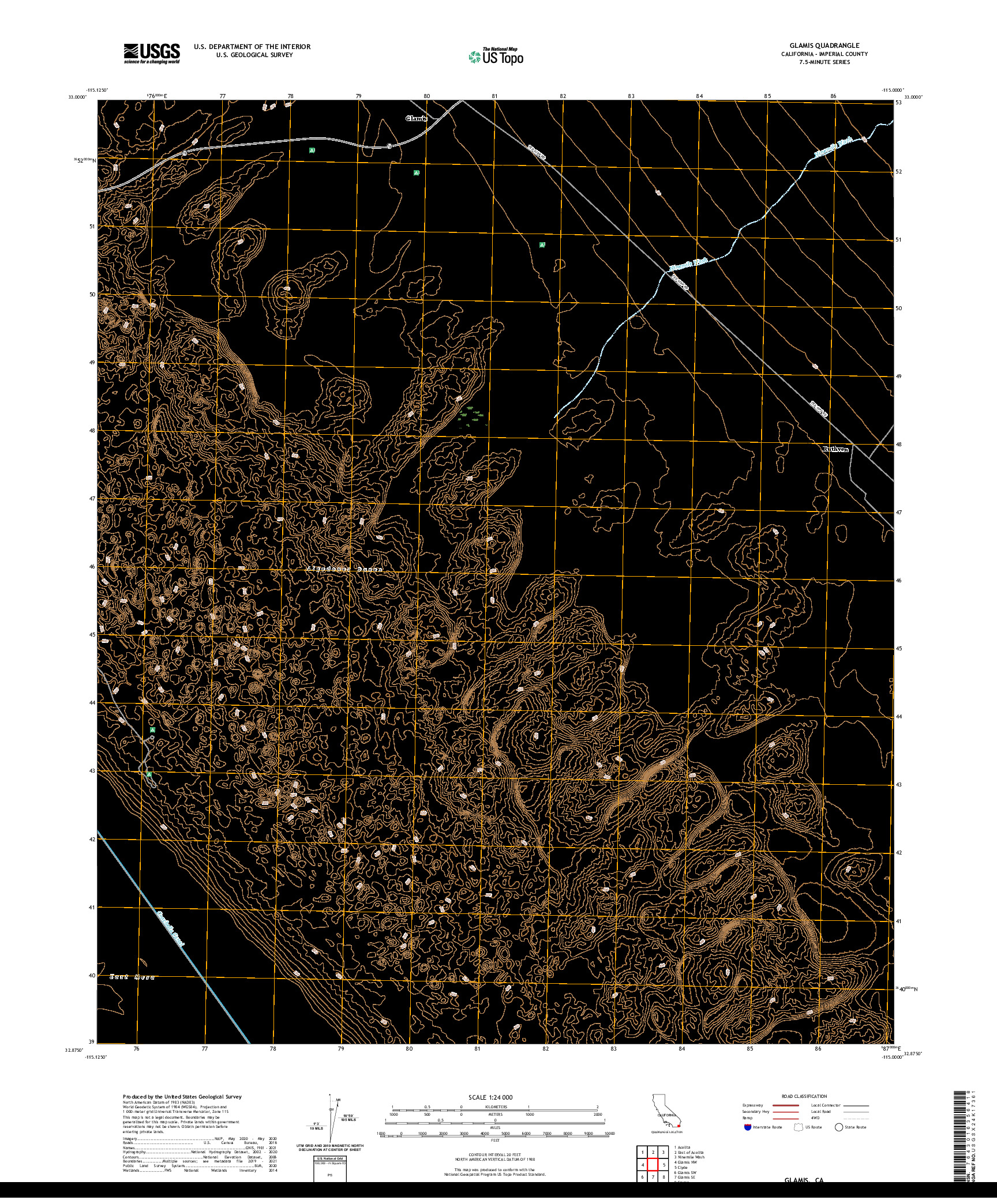 US TOPO 7.5-MINUTE MAP FOR GLAMIS, CA