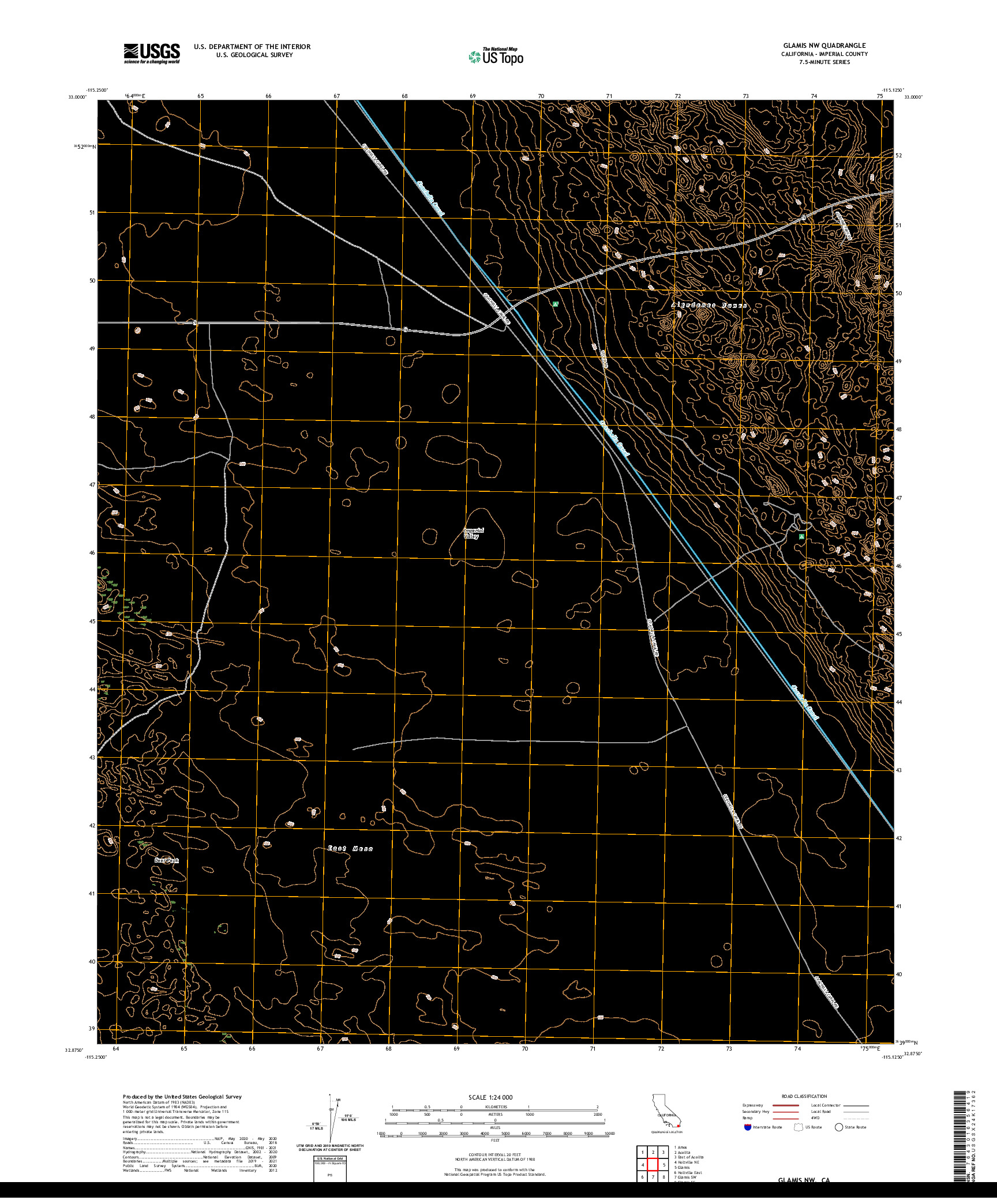 US TOPO 7.5-MINUTE MAP FOR GLAMIS NW, CA