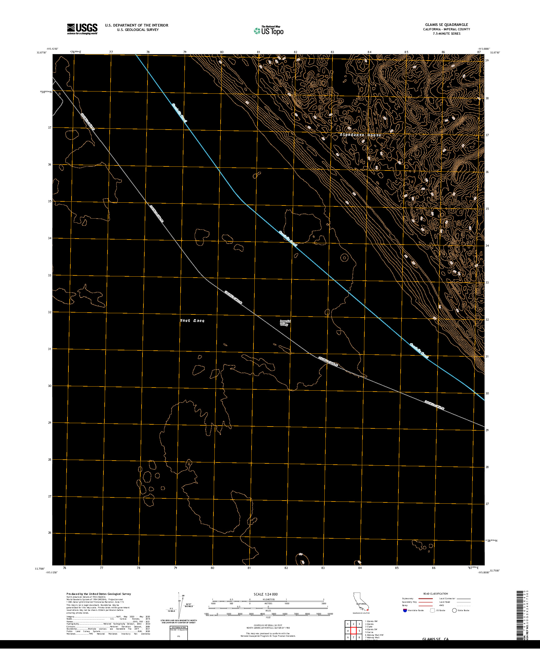 US TOPO 7.5-MINUTE MAP FOR GLAMIS SE, CA