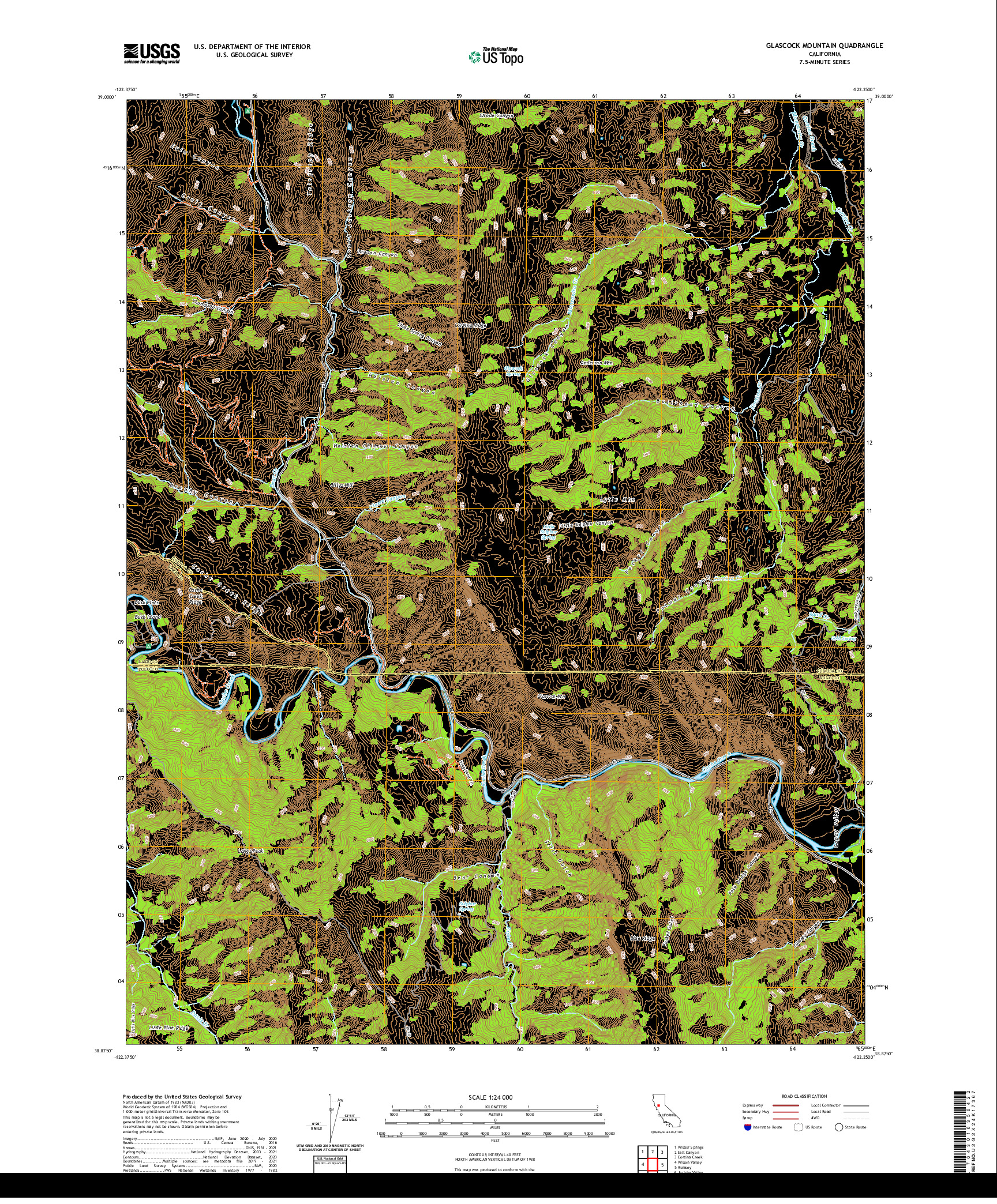 US TOPO 7.5-MINUTE MAP FOR GLASCOCK MOUNTAIN, CA