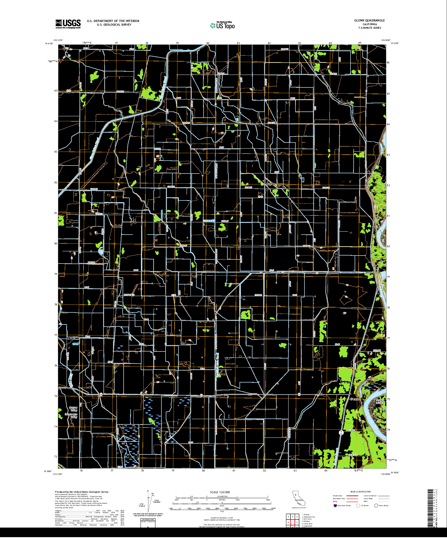 US TOPO 7.5-MINUTE MAP FOR GLENN, CA