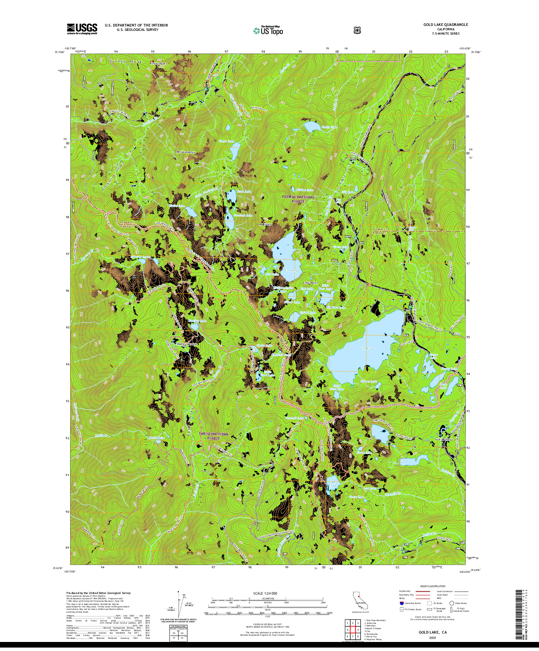 US TOPO 7.5-MINUTE MAP FOR GOLD LAKE, CA