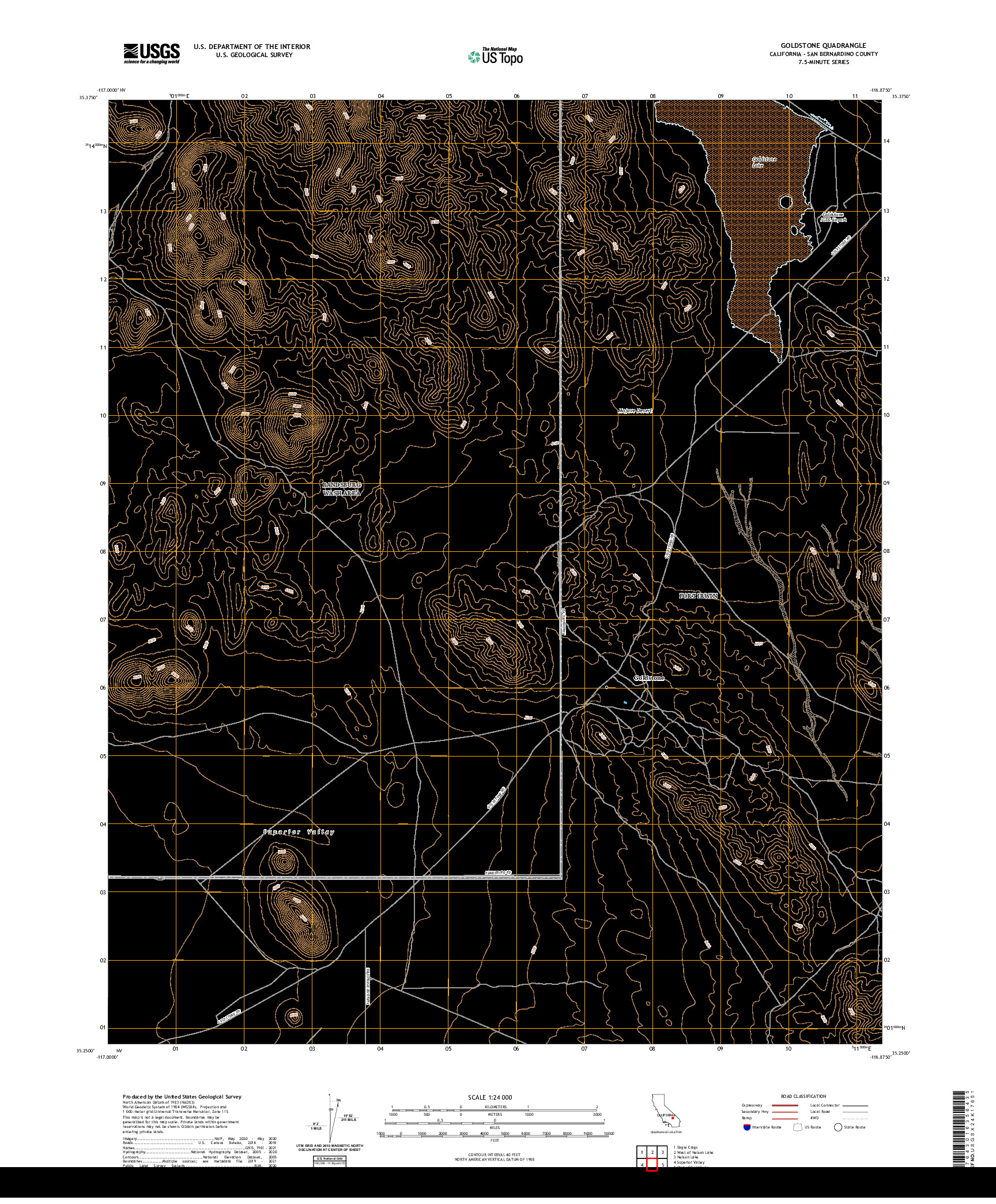 US TOPO 7.5-MINUTE MAP FOR GOLDSTONE, CA