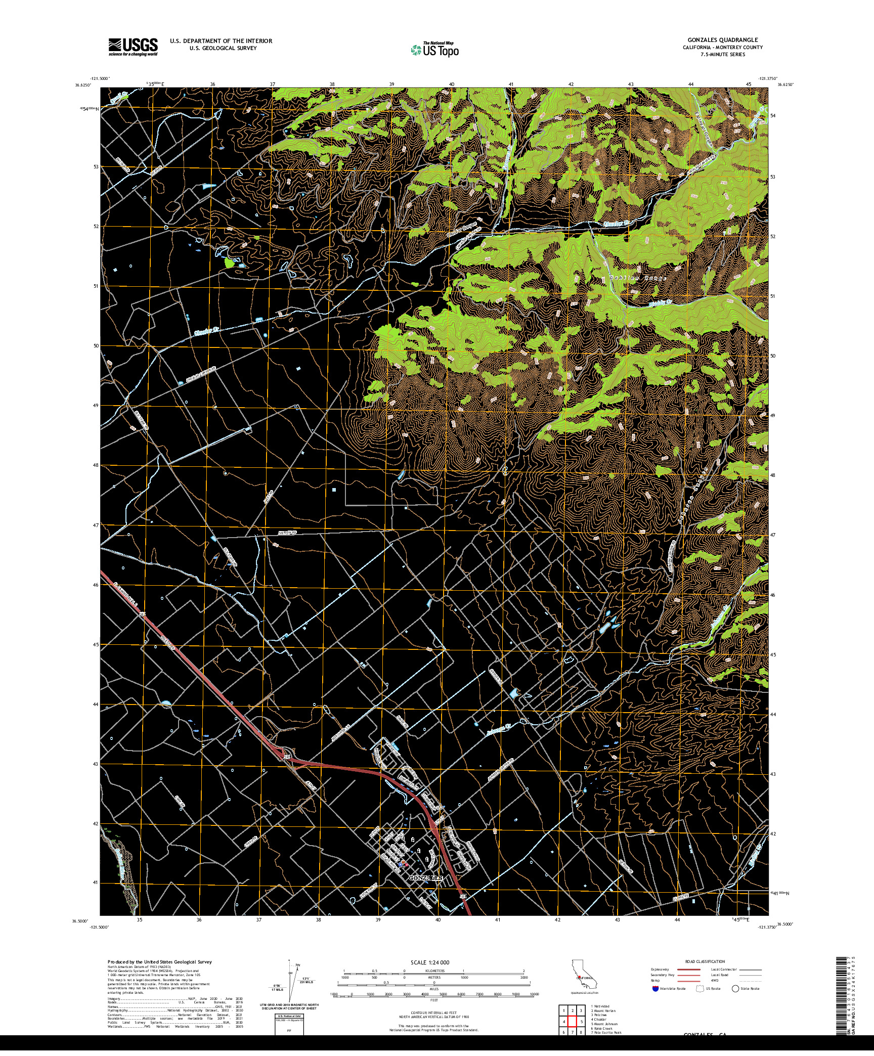 US TOPO 7.5-MINUTE MAP FOR GONZALES, CA