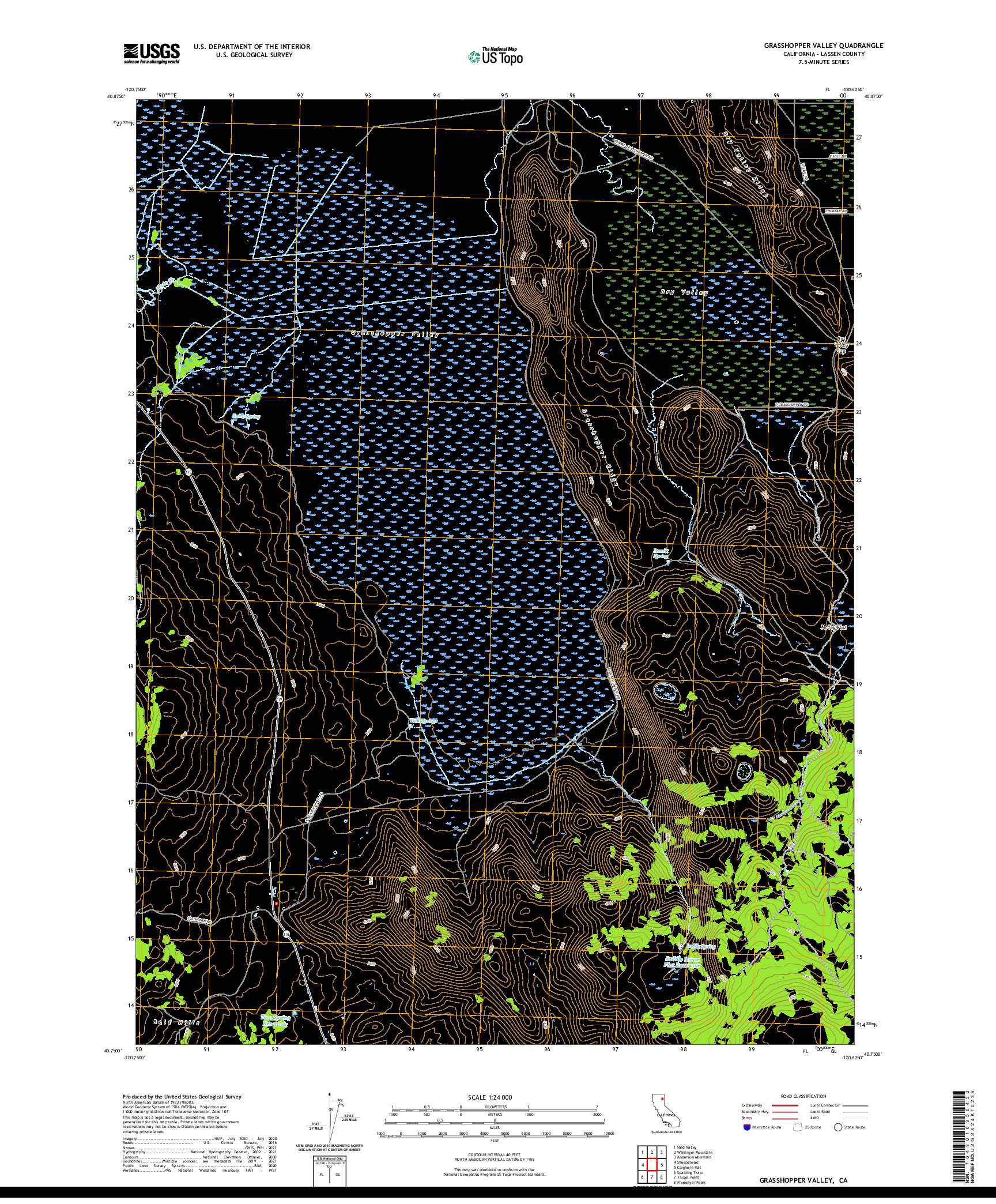 US TOPO 7.5-MINUTE MAP FOR GRASSHOPPER VALLEY, CA