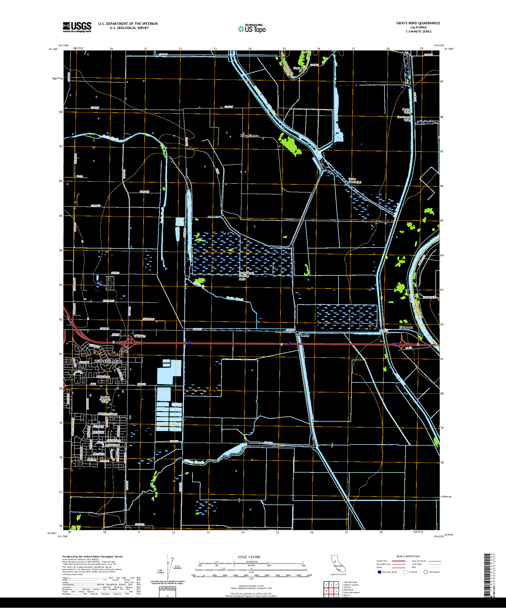 US TOPO 7.5-MINUTE MAP FOR GRAYS BEND, CA