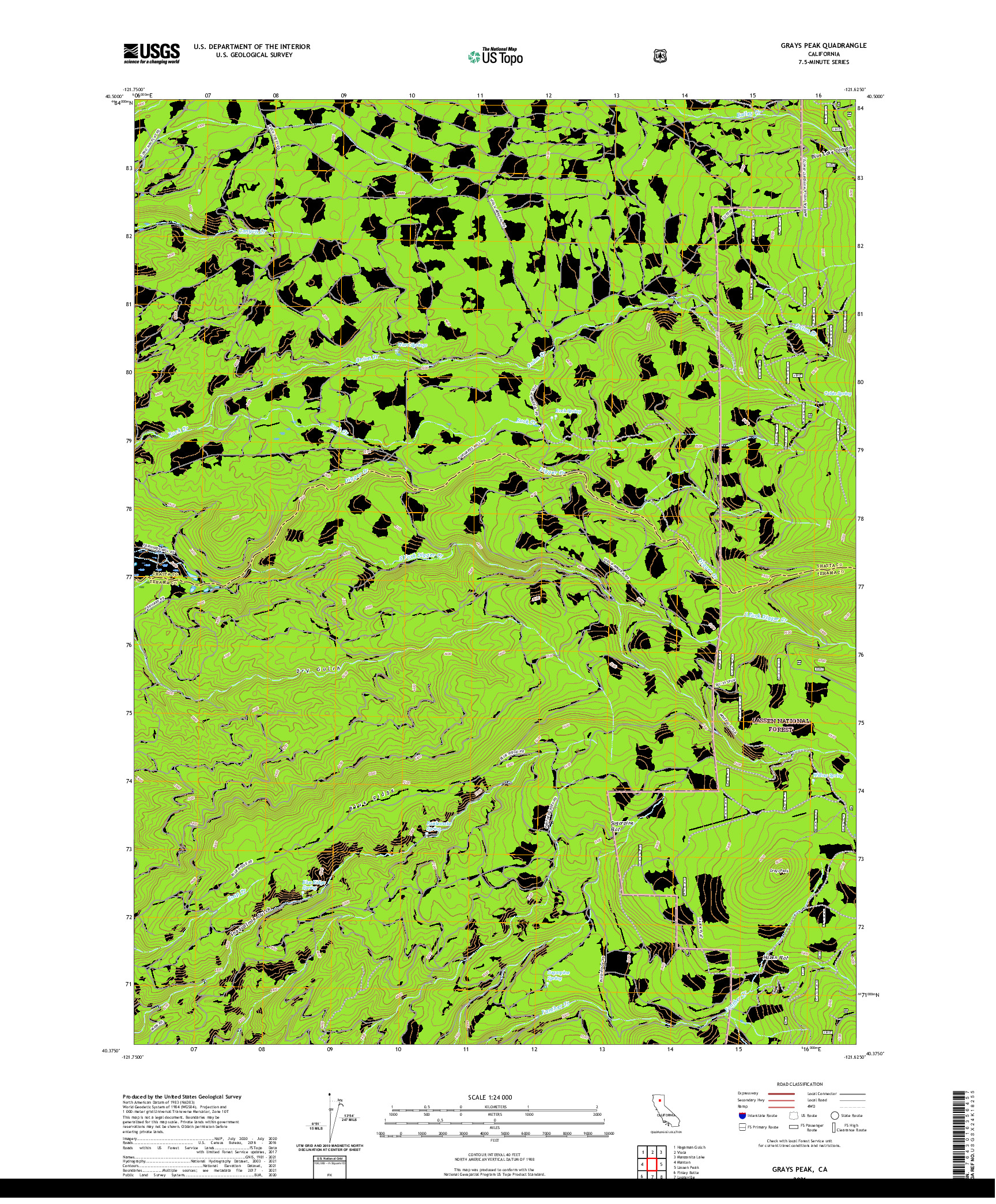 US TOPO 7.5-MINUTE MAP FOR GRAYS PEAK, CA