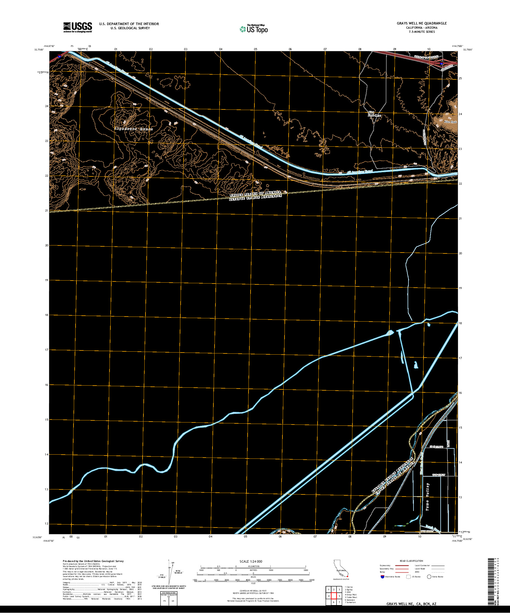 US TOPO 7.5-MINUTE MAP FOR GRAYS WELL NE, CA,BCN,AZ