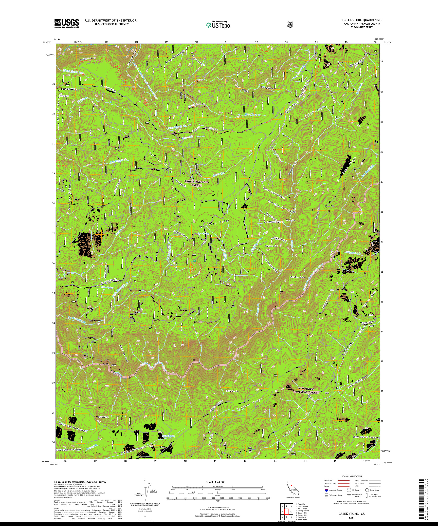 US TOPO 7.5-MINUTE MAP FOR GREEK STORE, CA