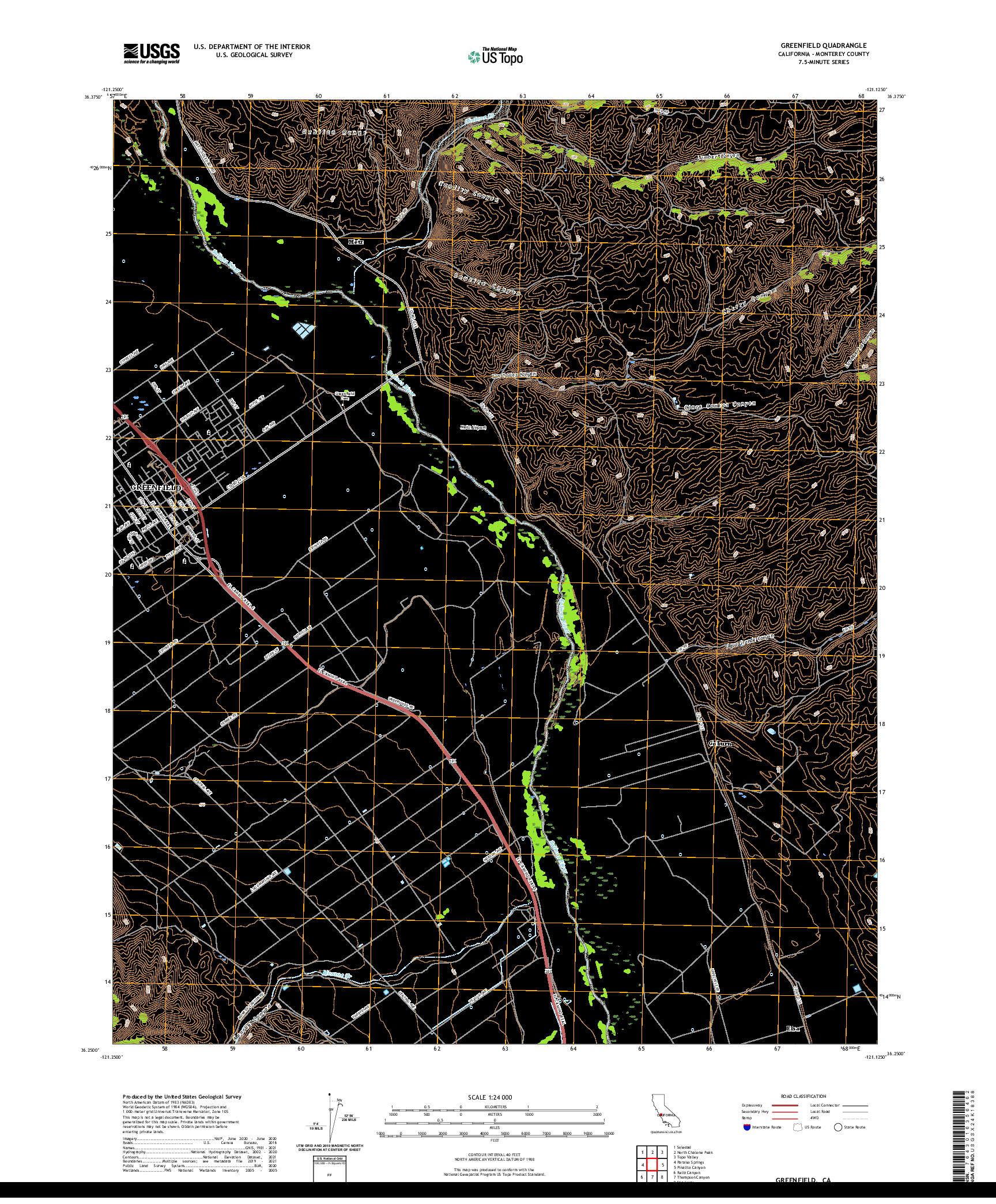 US TOPO 7.5-MINUTE MAP FOR GREENFIELD, CA